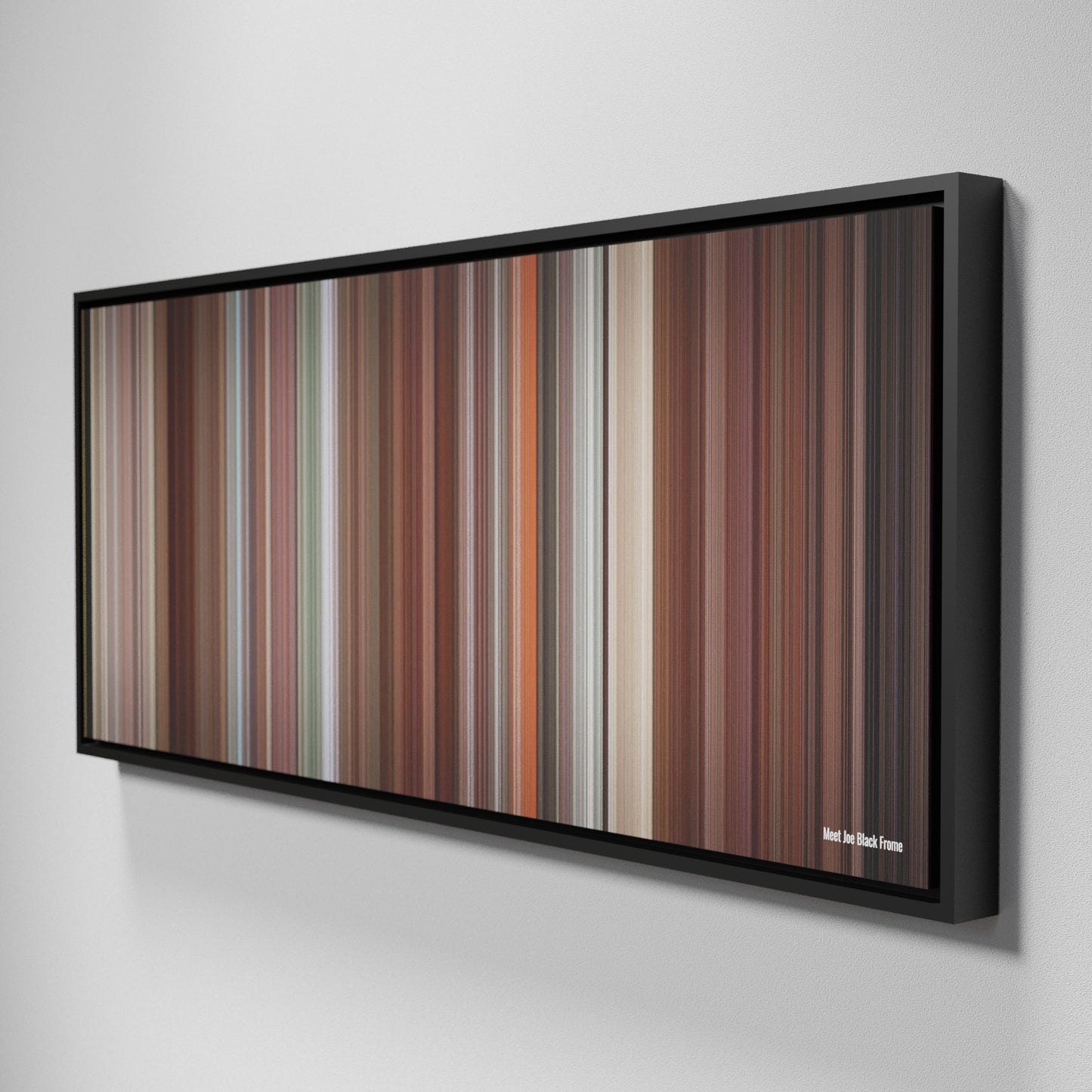 Side view of Framed Buff's of Meet Joe Black Frome on the wall