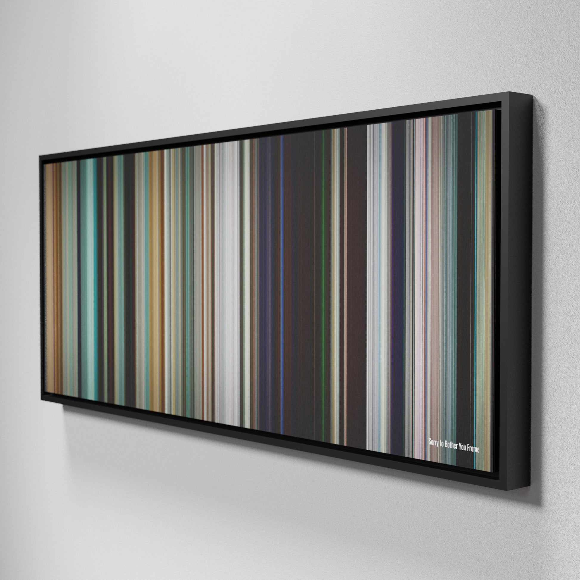 Side view of Framed Buff's of Sorry to Bother You Frome on the wall