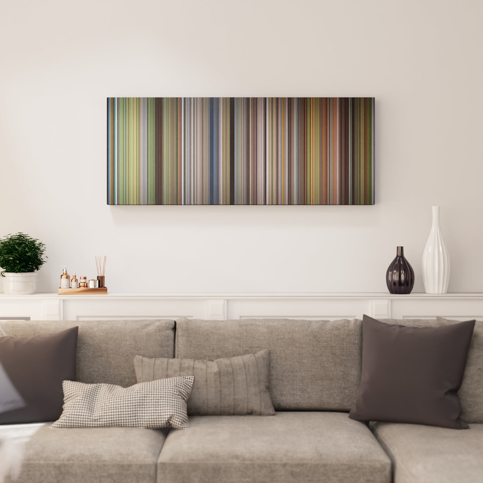 Living room interior with The New World Frome on the wall