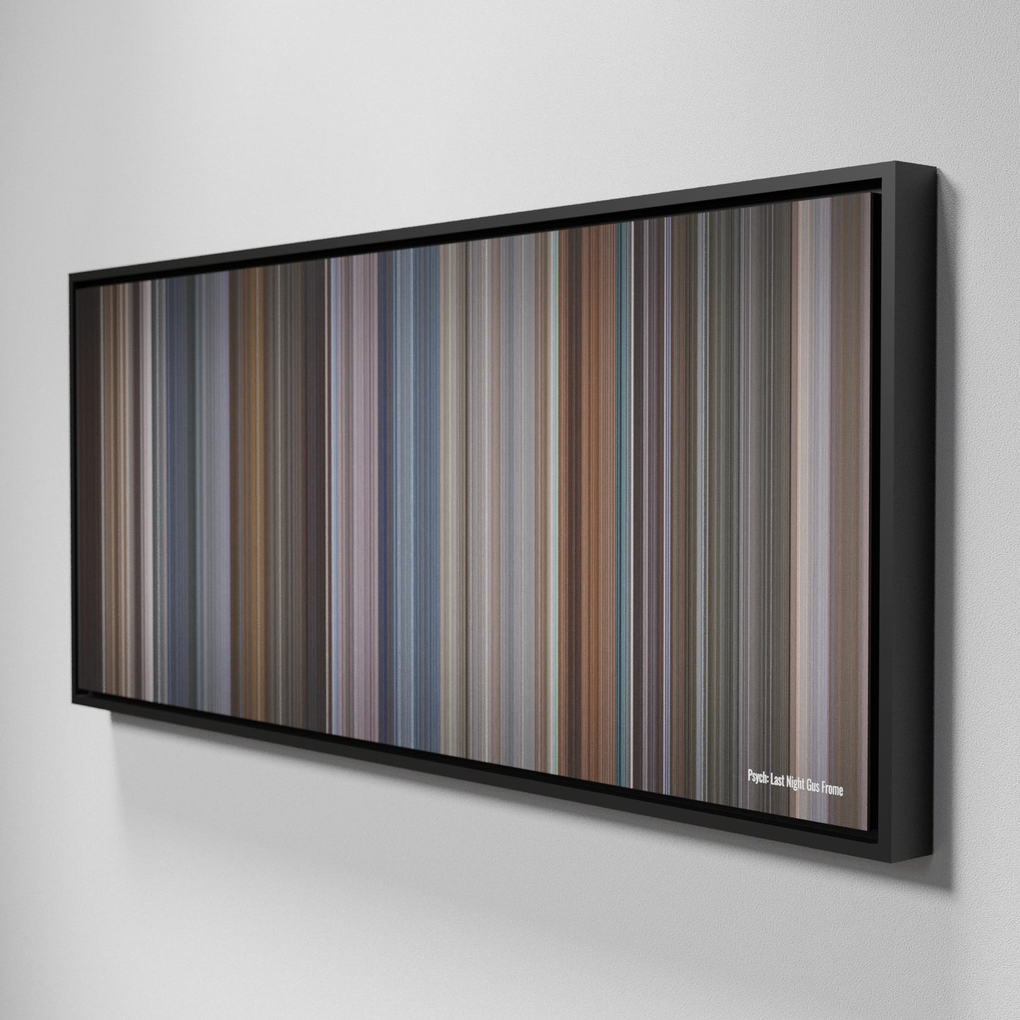 Side view of Framed Buff's of Psych: Last Night Gus Frome on the wall