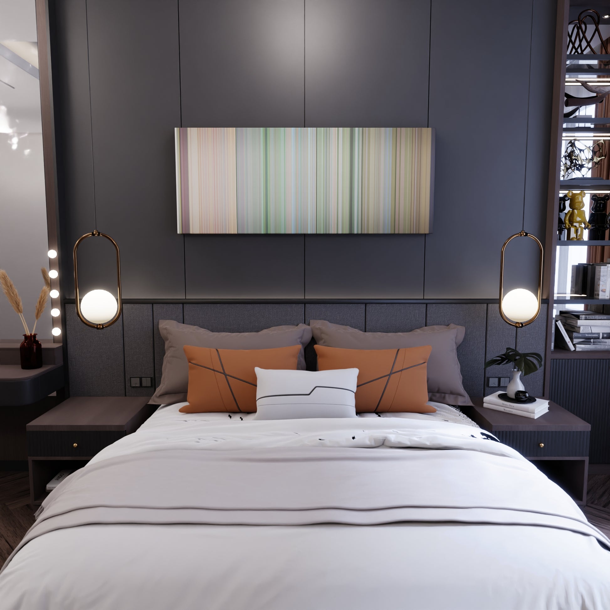 Bedroom interior with Bob's Burgers: Something Old, Something New, Something Bob Caters for You Frome on the wall