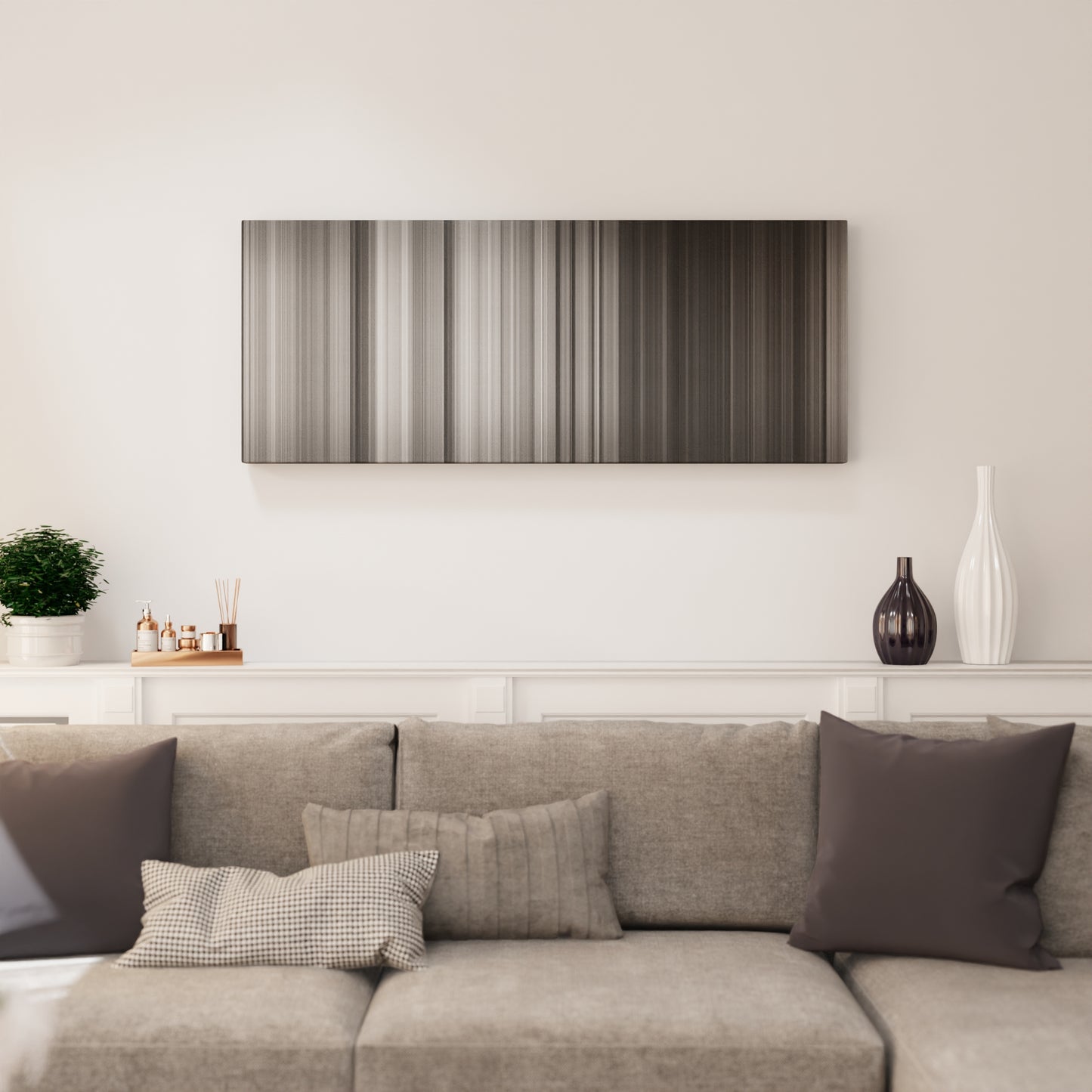 Living room interior with Bringing Up Baby Frome on the wall