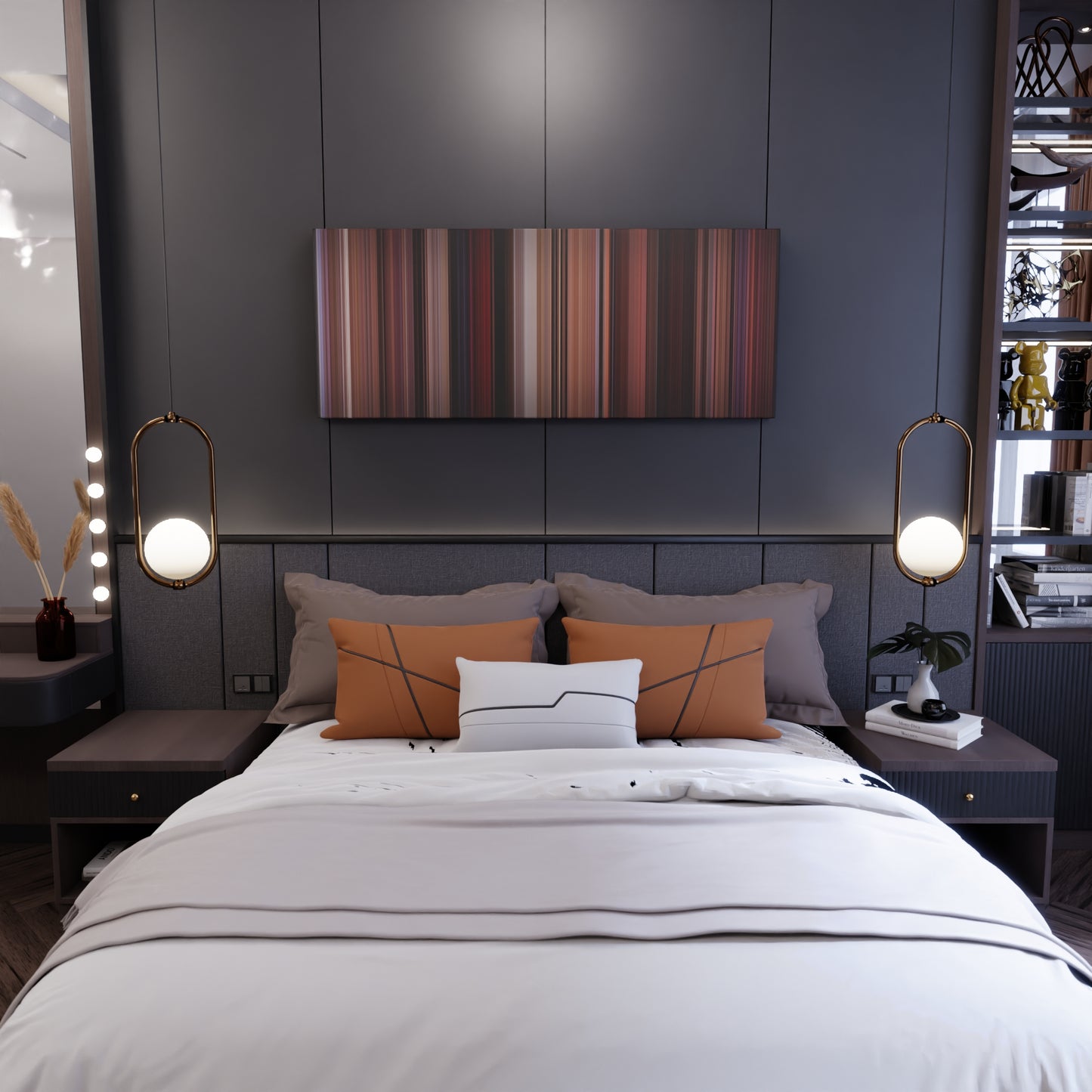 Bedroom interior with Valley Girl Frome on the wall