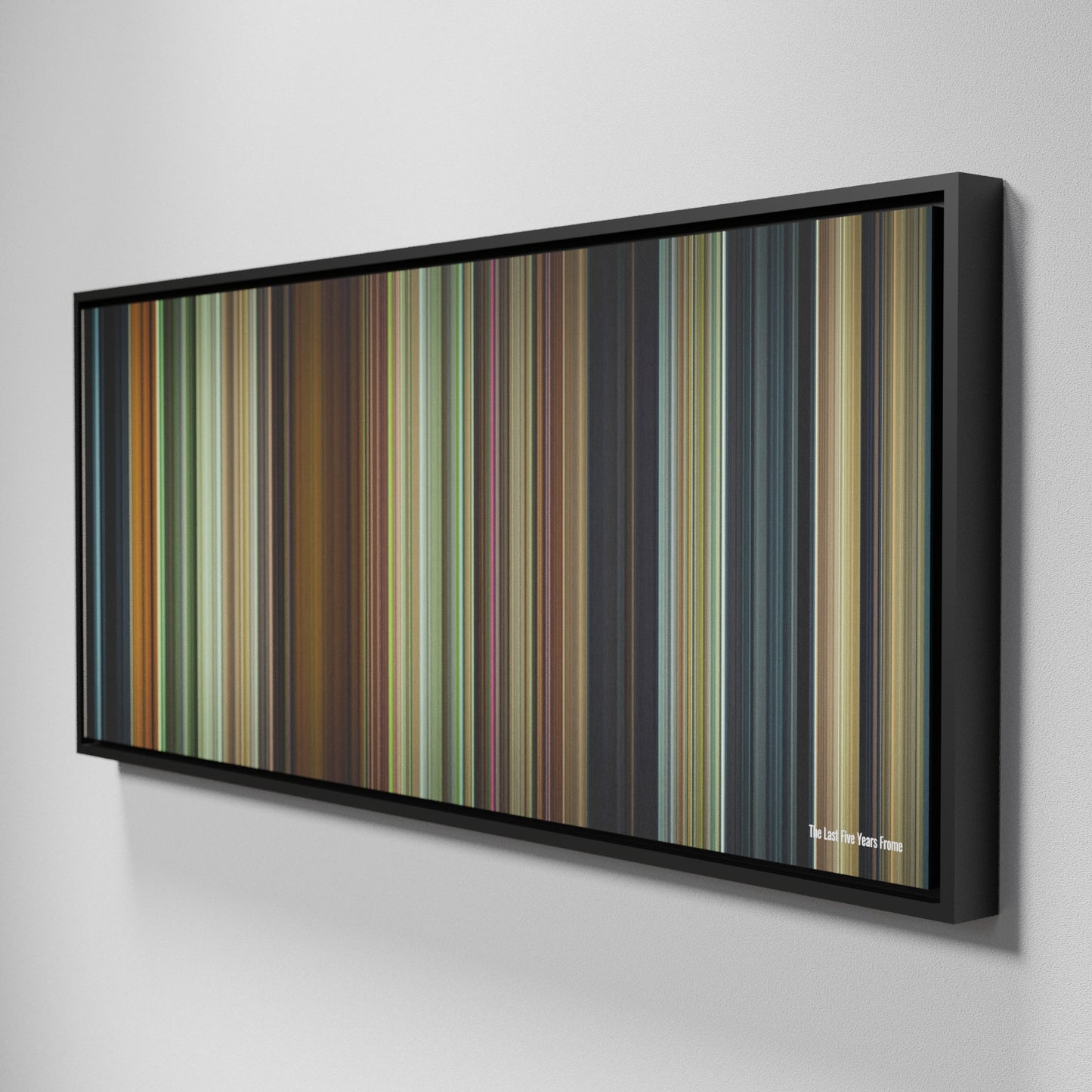 Side view of Framed Buff's of The Last Five Years Frome on the wall