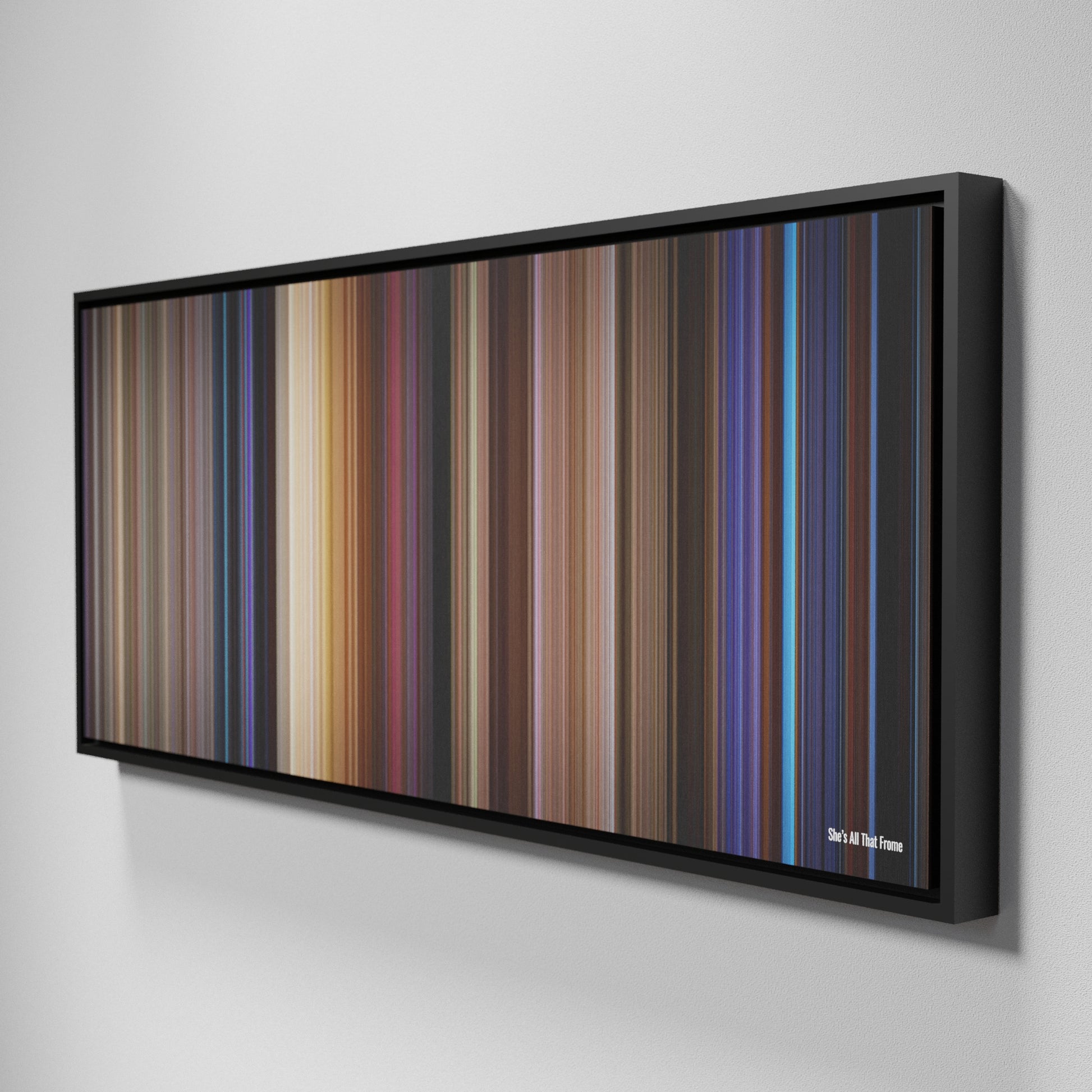 Side view of Framed Buff's of She's All That Frome on the wall