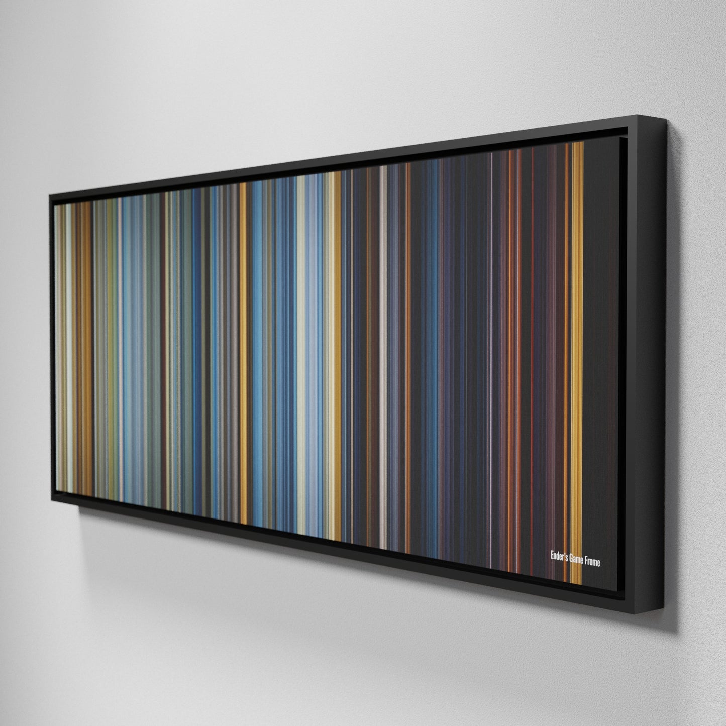 Side view of Framed Buff's of Ender's Game Frome on the wall