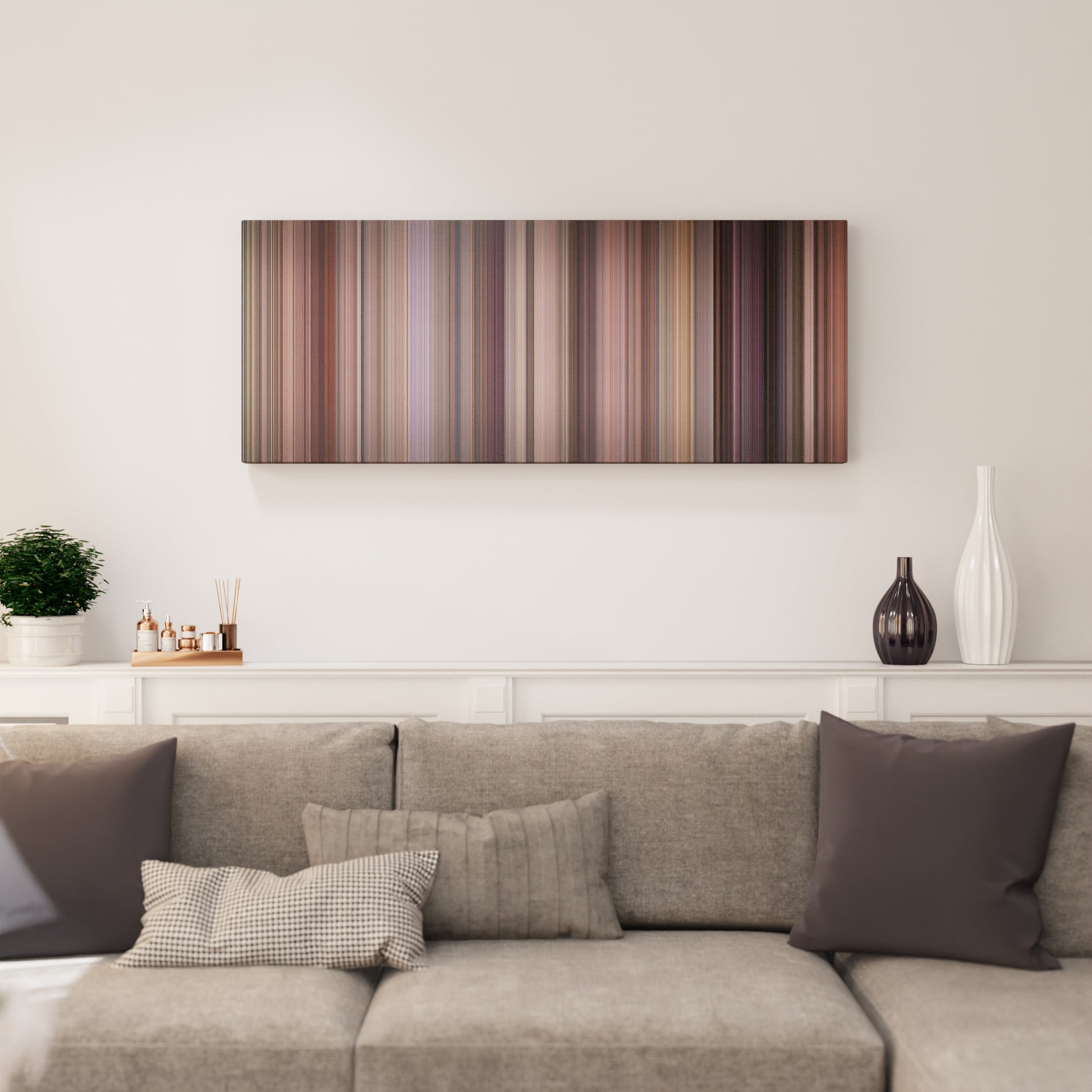 Living room interior with Pollyanna Frome on the wall