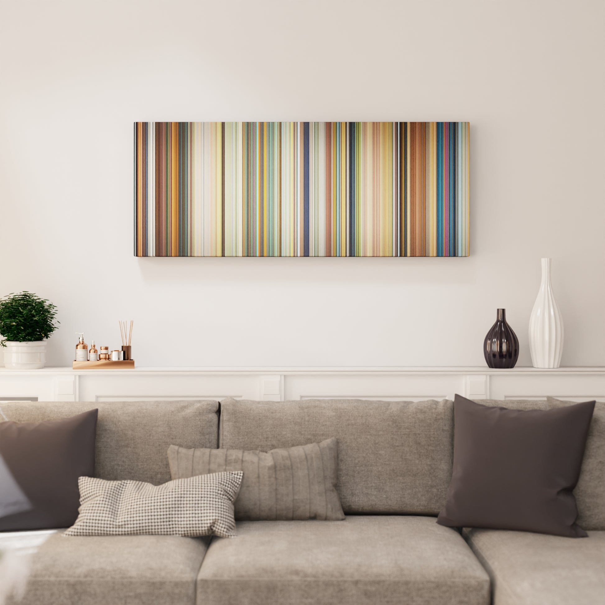 Living room interior with The Boy and the Beast Frome on the wall