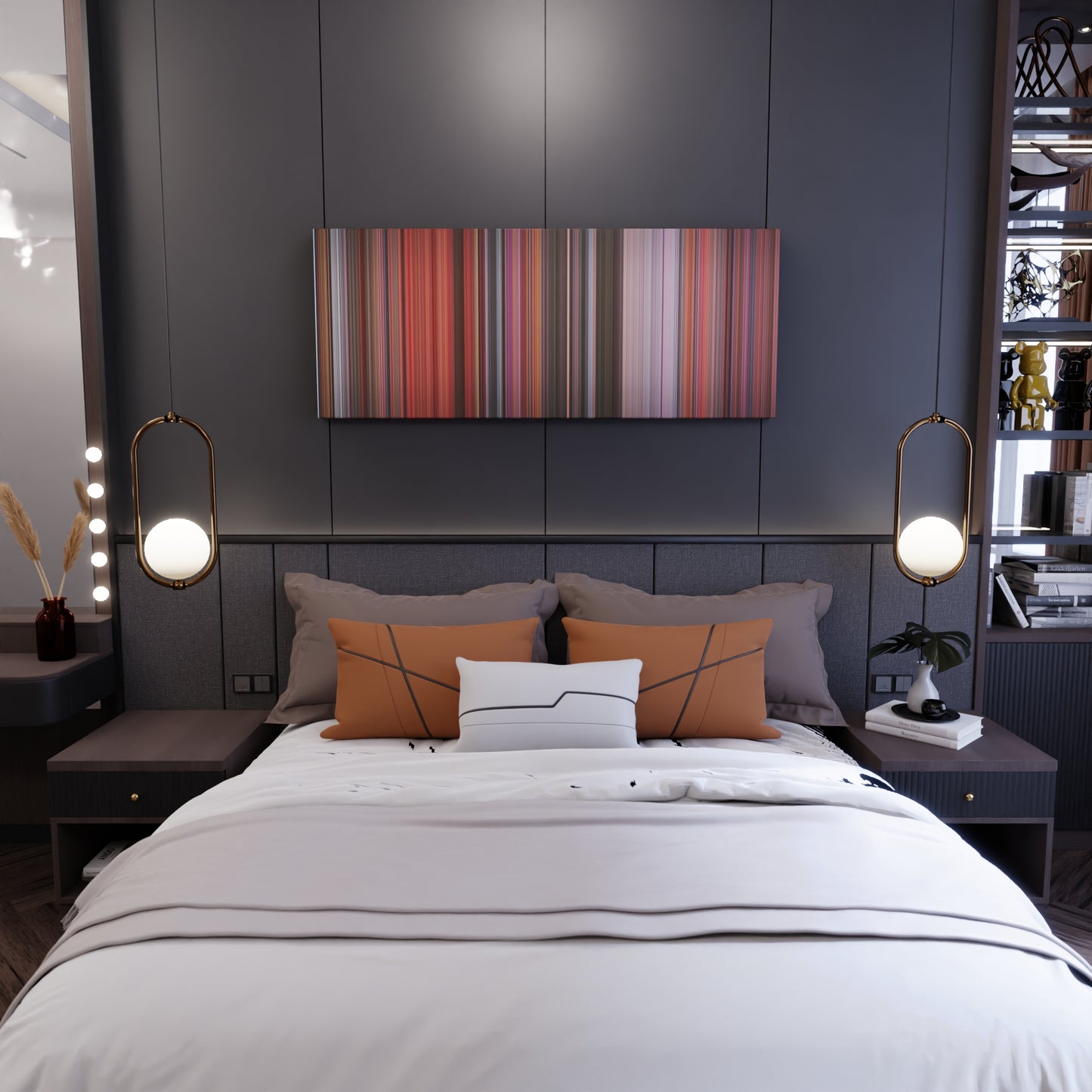 Bedroom interior with Flash Gordon Frome on the wall