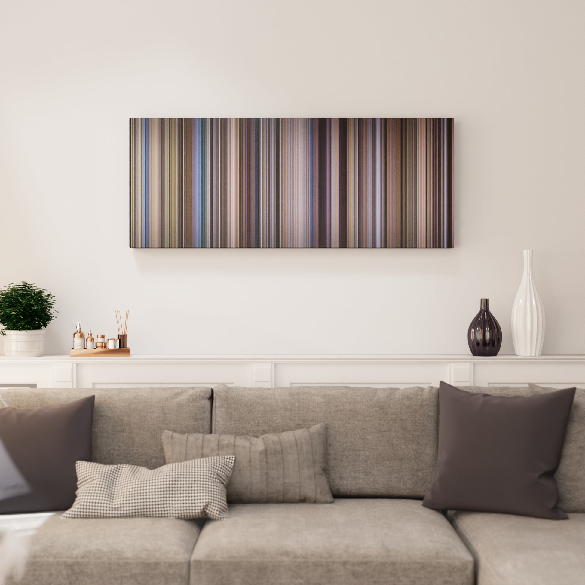 Living room interior with Outbreak Frome on the wall