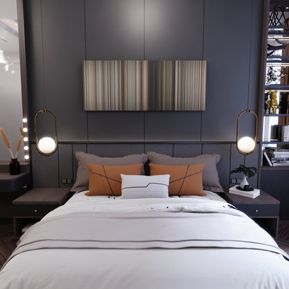 Bedroom interior with District 9 Frome on the wall