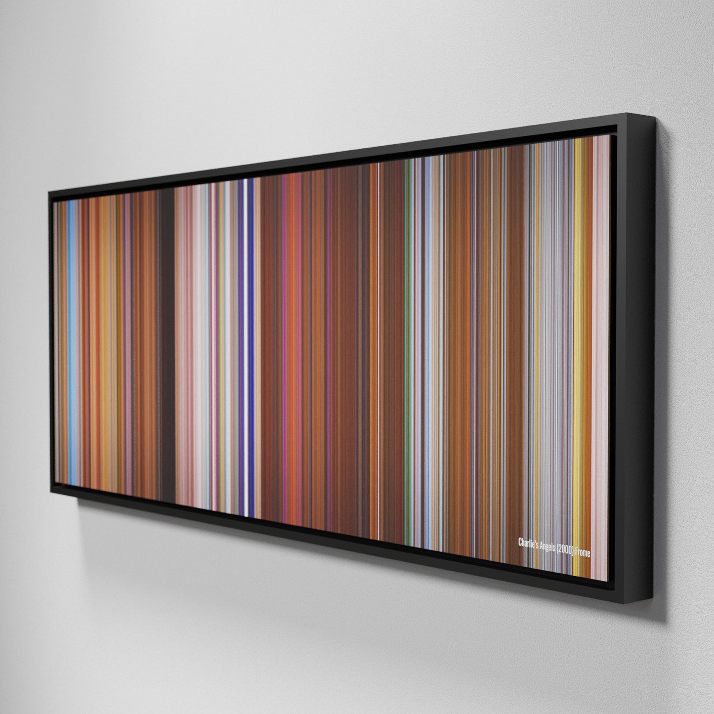 Side view of Framed Buff's of Charlie's Angels Frome on the wall