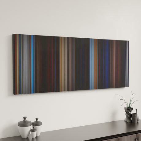 Bullet canvas art in modern interior - movie color palette
