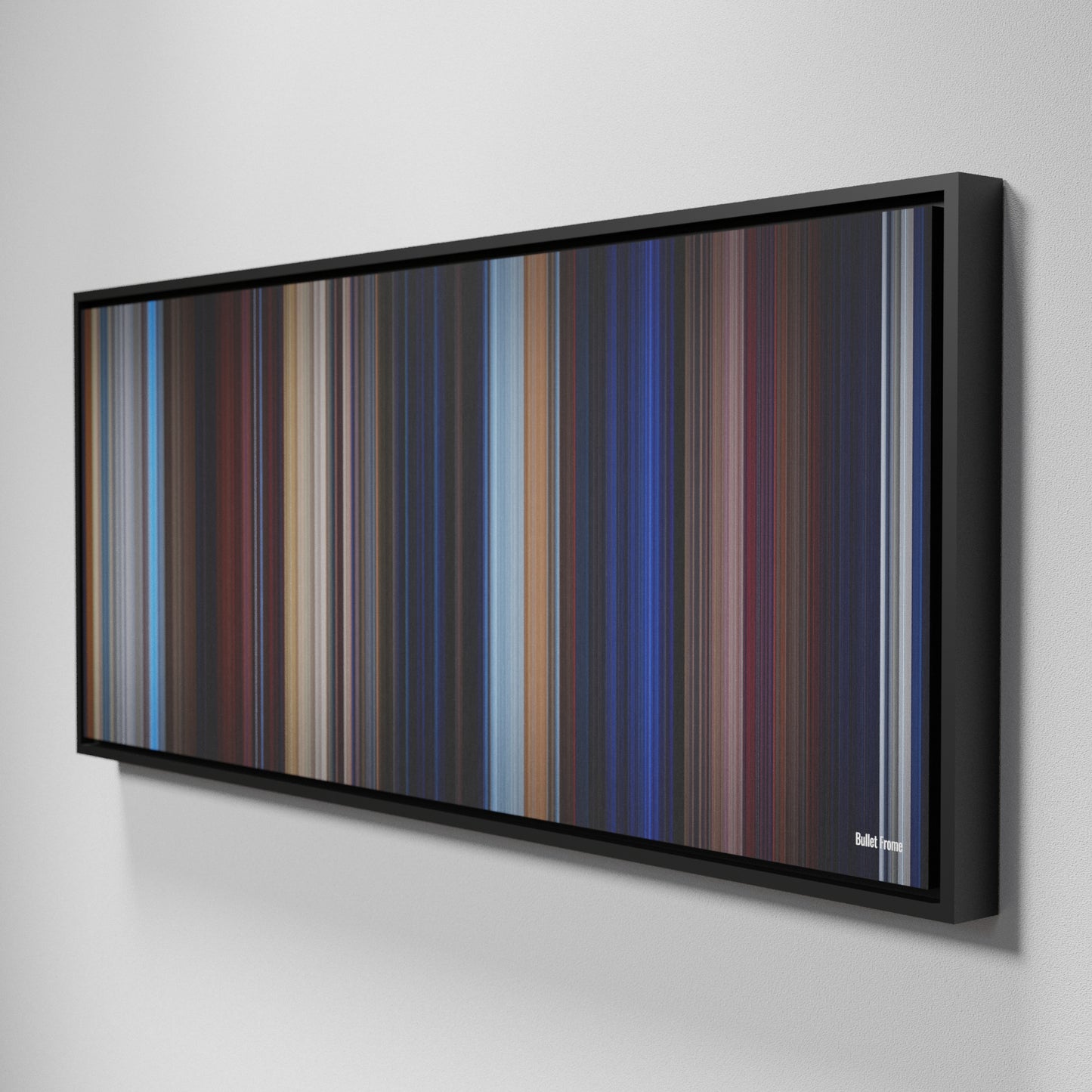 Side view of Framed Buff's of Bullet Frome on the wall