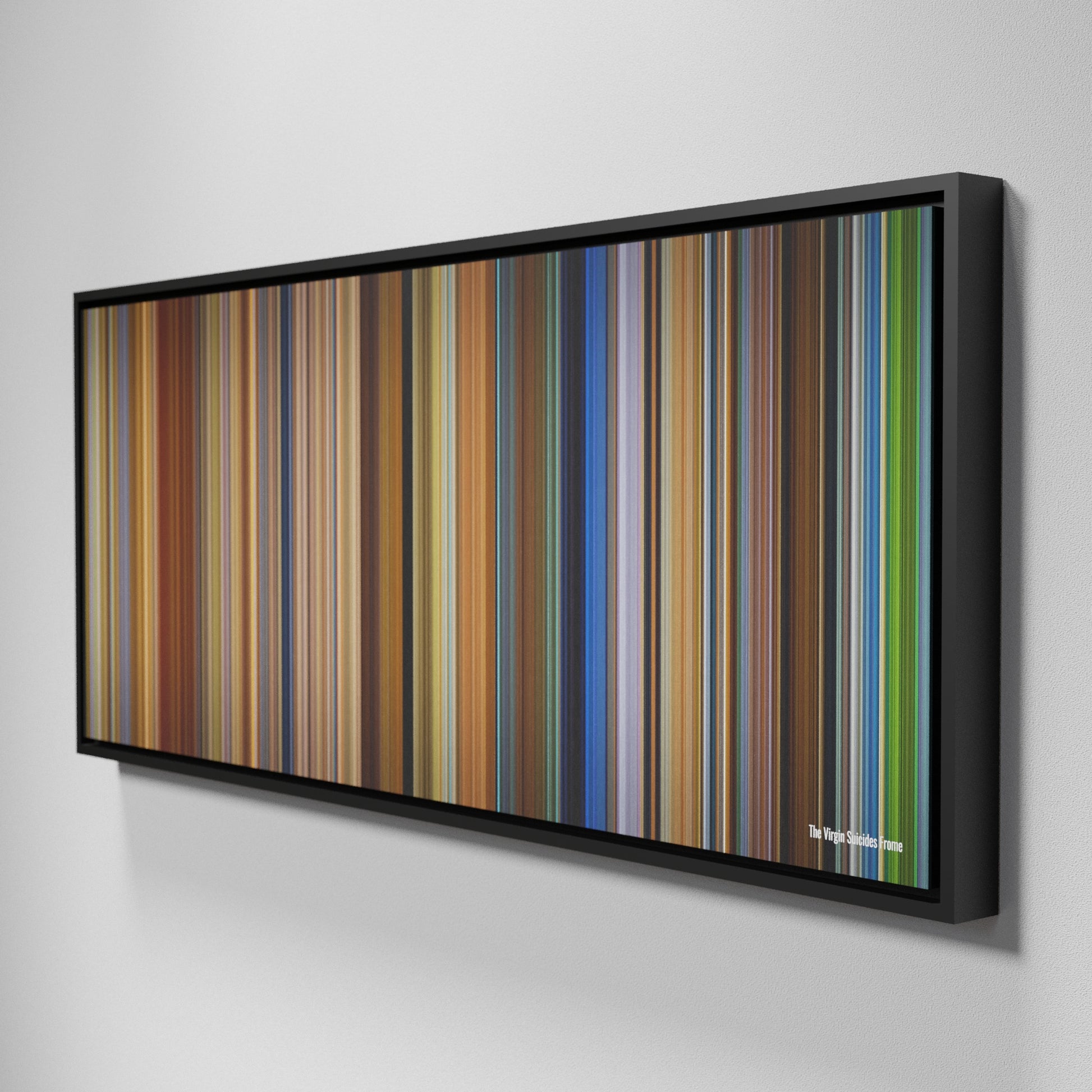 Side view of Framed Buff's of The Virgin Suicides Frome on the wall