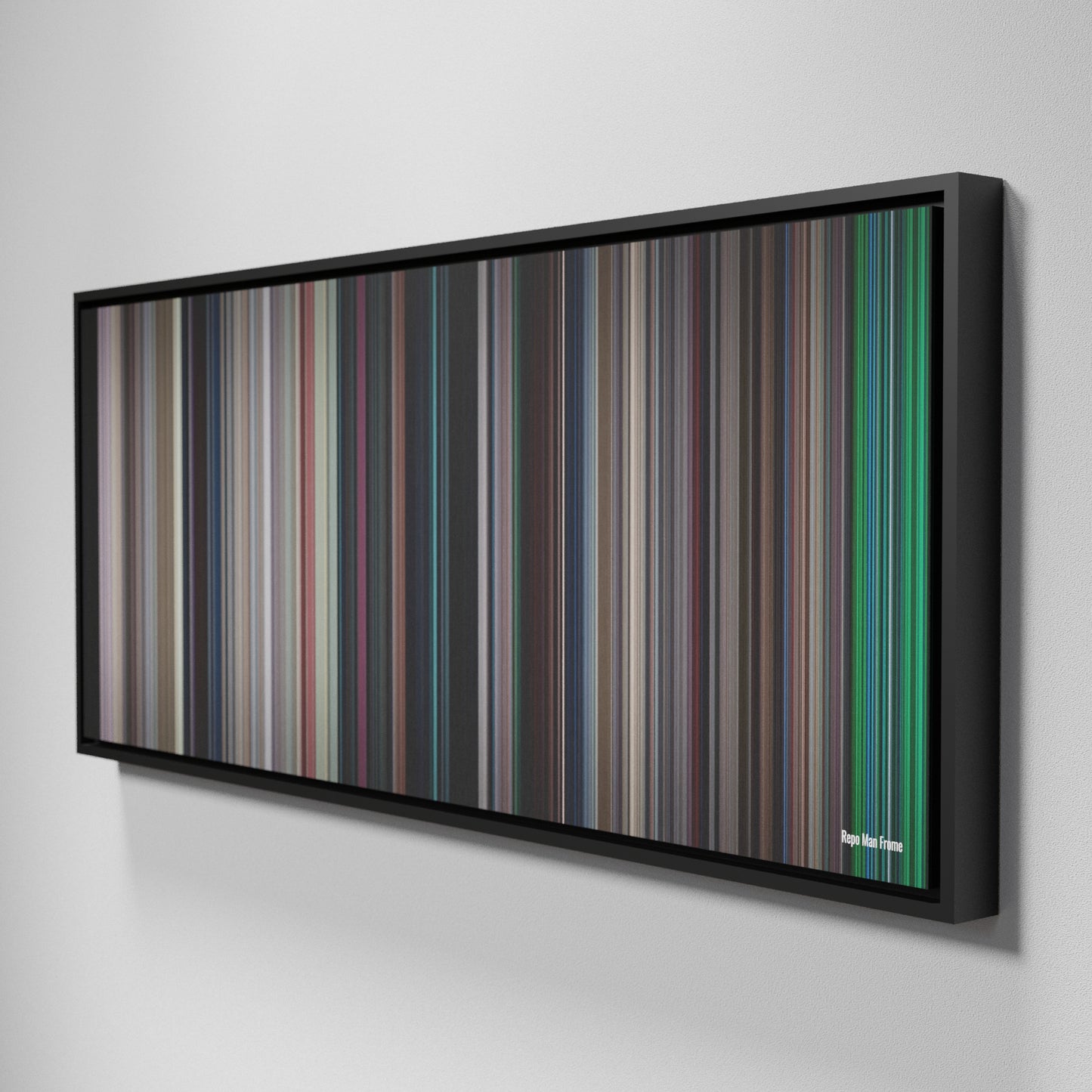 Side view of Framed Buff's of Repo Man Frome on the wall