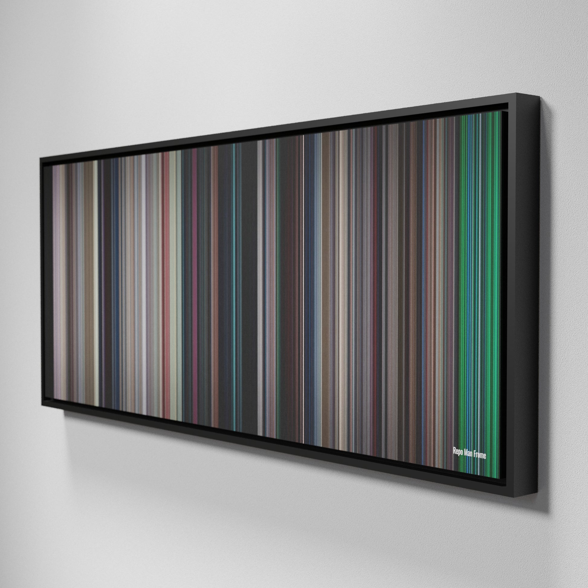 Side view of Framed Buff's of Repo Man Frome on the wall