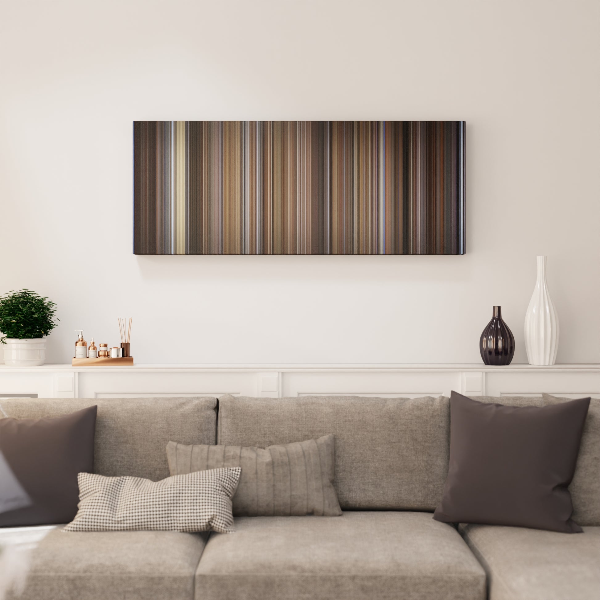 Living room interior with White Nights Frome on the wall