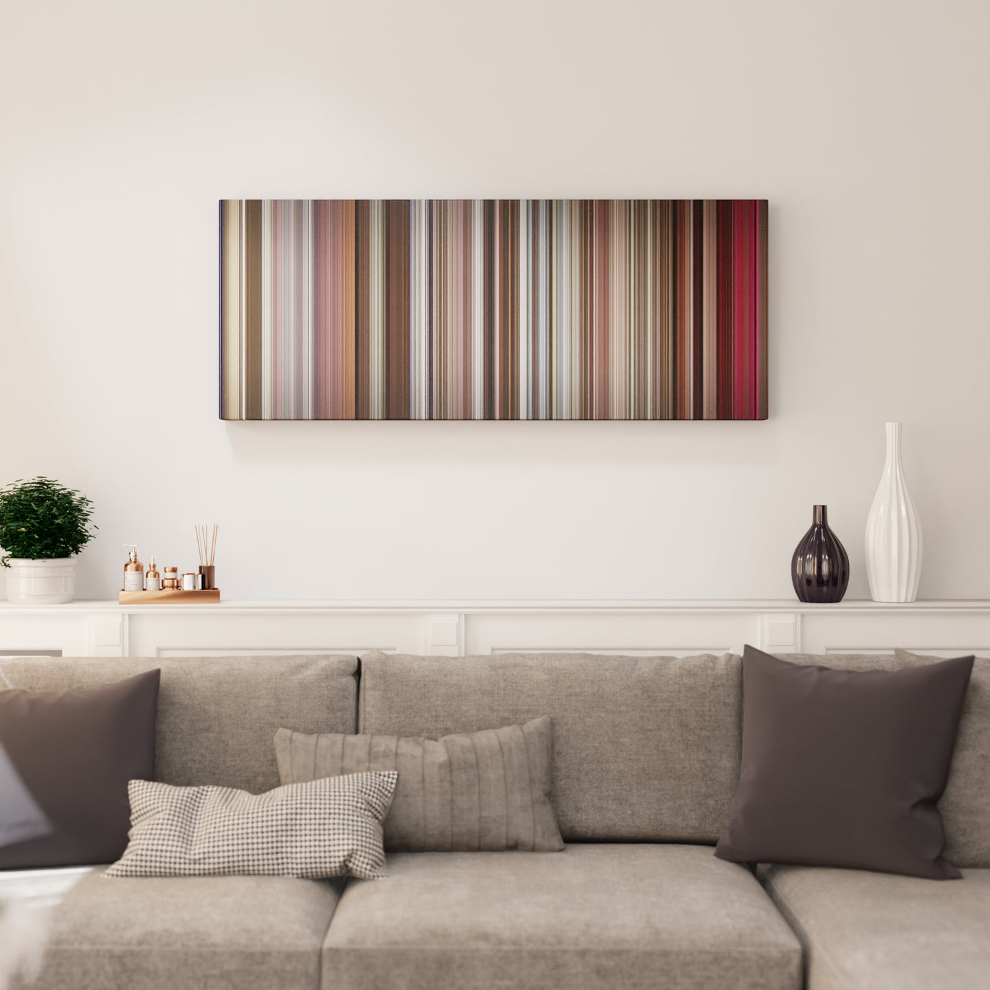 Living room interior with Up in Smoke Frome on the wall