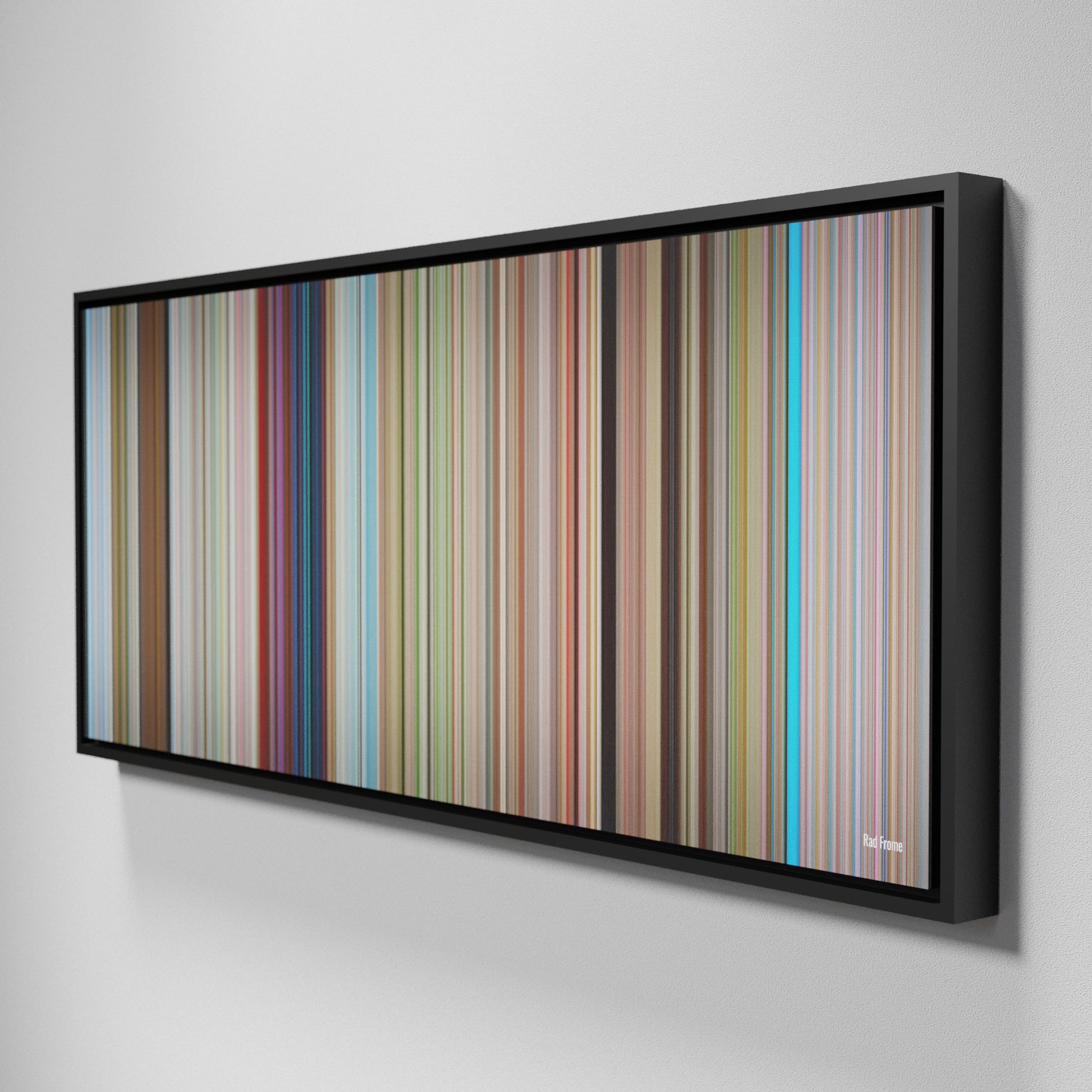 Side view of Framed Buff's of Rad Frome on the wall