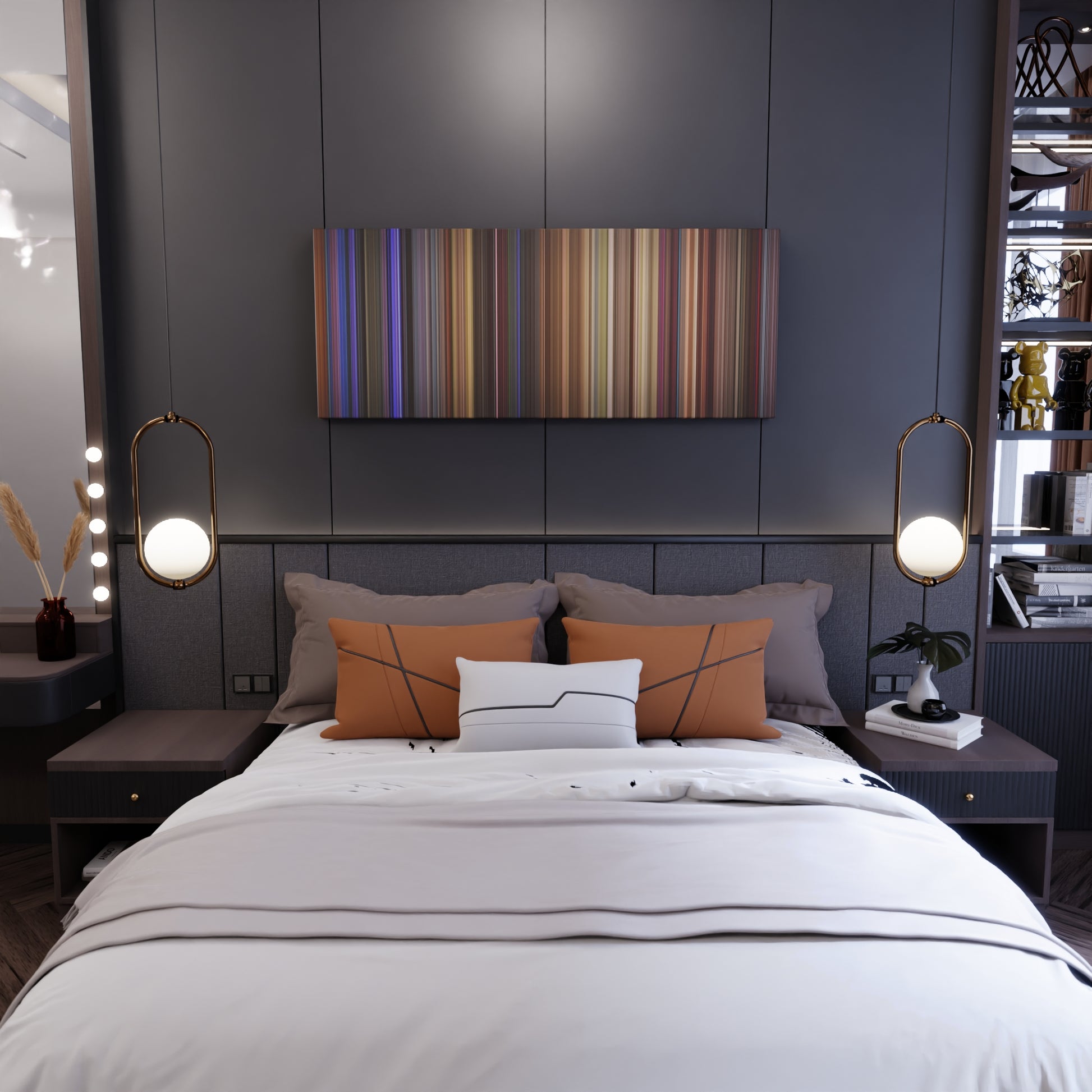 Bedroom interior with Pure Country Frome on the wall