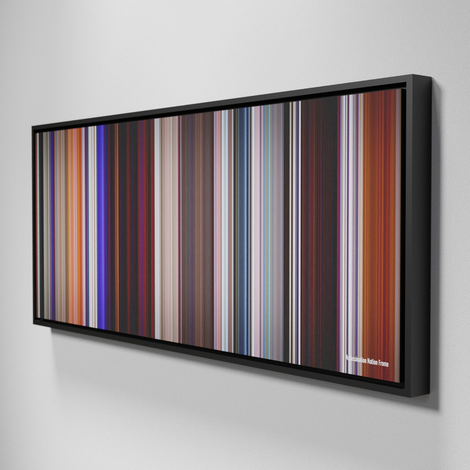 Side view of Framed Buff's of Assassination Nation Frome on the wall