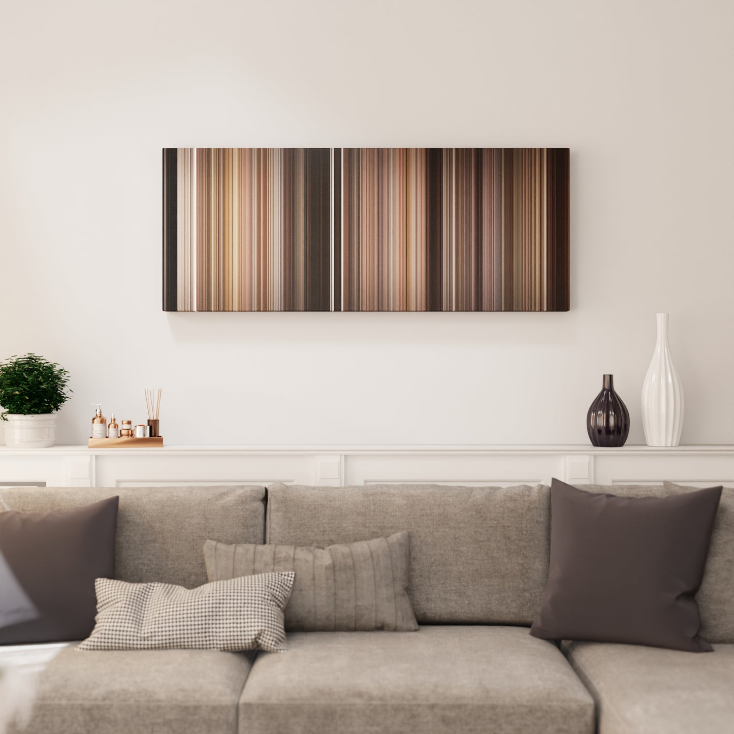 Living room interior with Premonition Frome on the wall