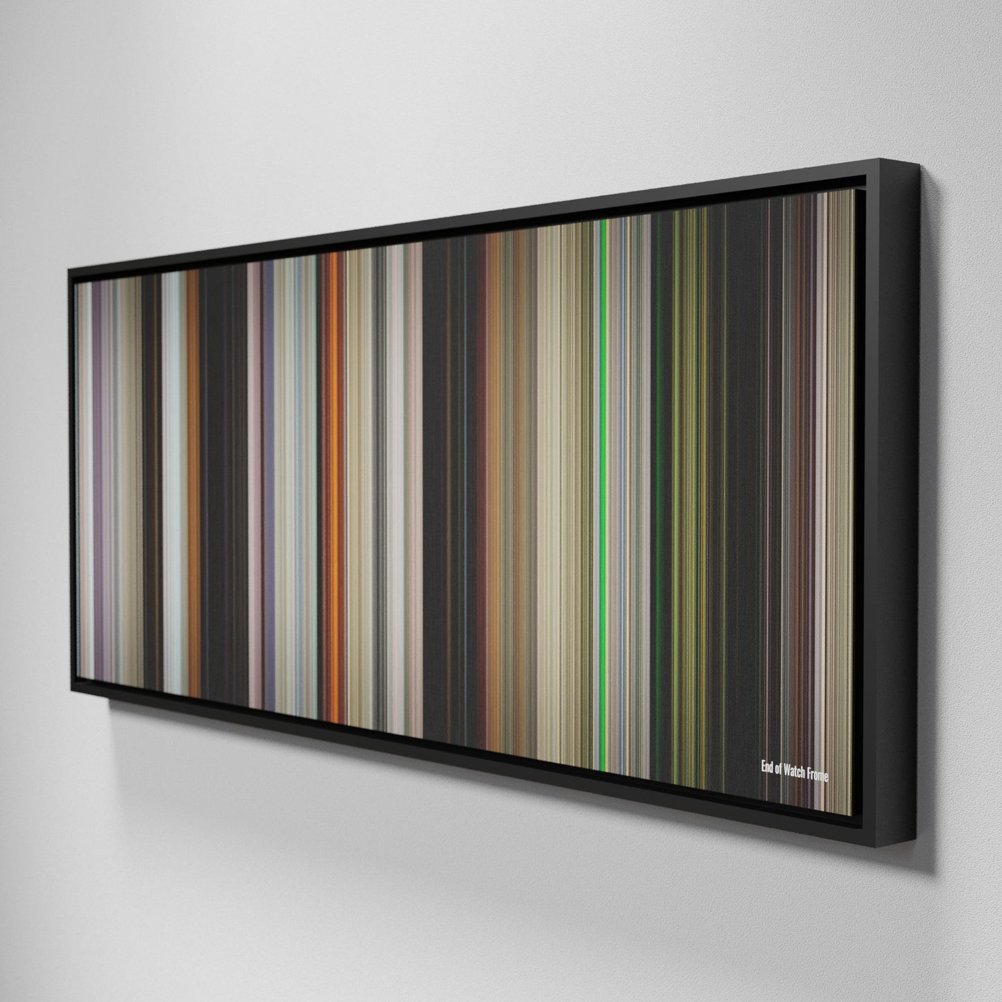 Side view of Framed Buff's of End of Watch Frome on the wall