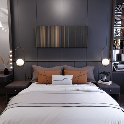 Bedroom interior with 2012 Frome on the wall