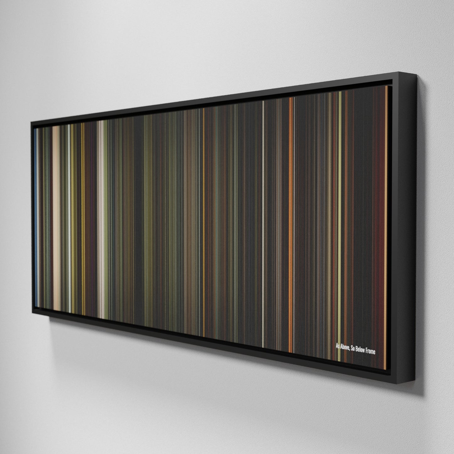 Side view of Framed Buff's of As Above, So Below Frome on the wall