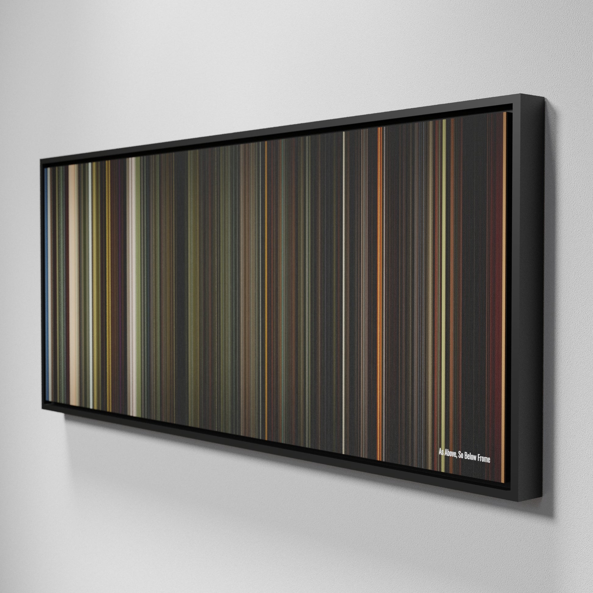 Side view of Framed Buff's of As Above, So Below Frome on the wall