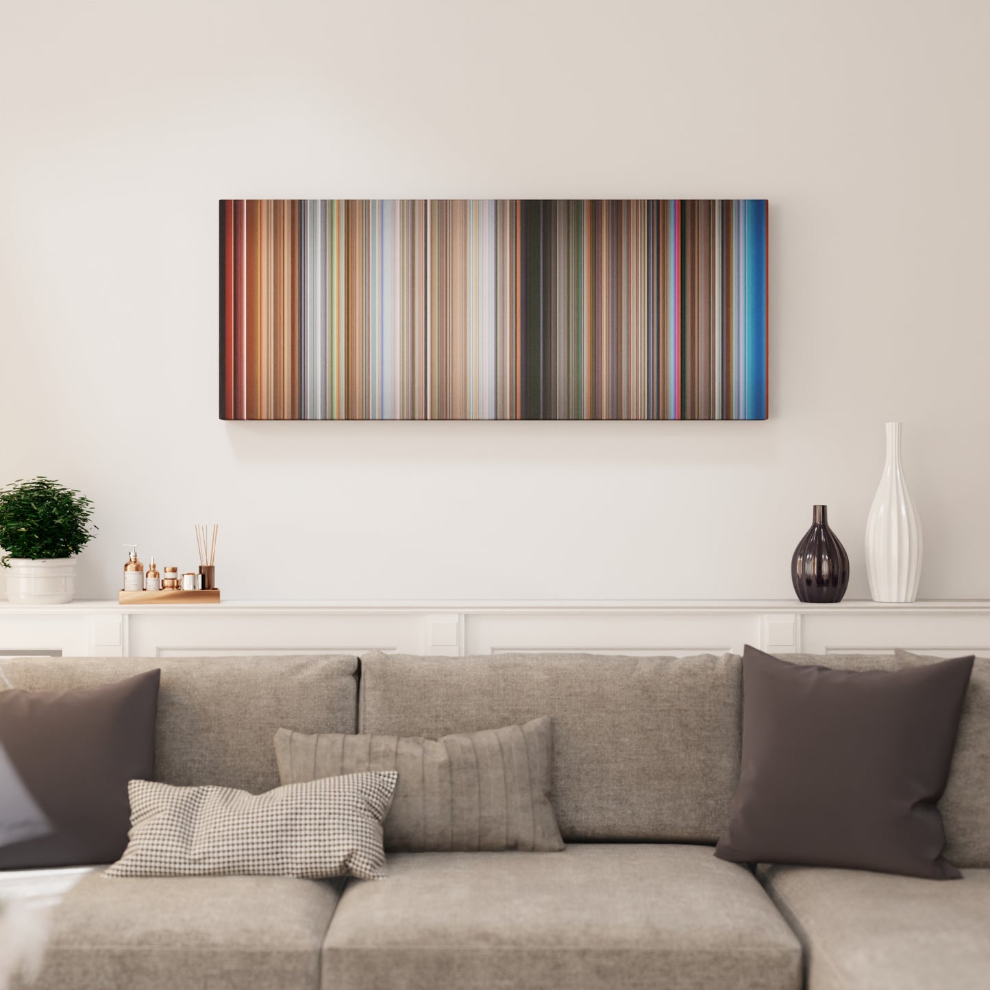 Living room interior with Koyaanisqatsi Frome on the wall