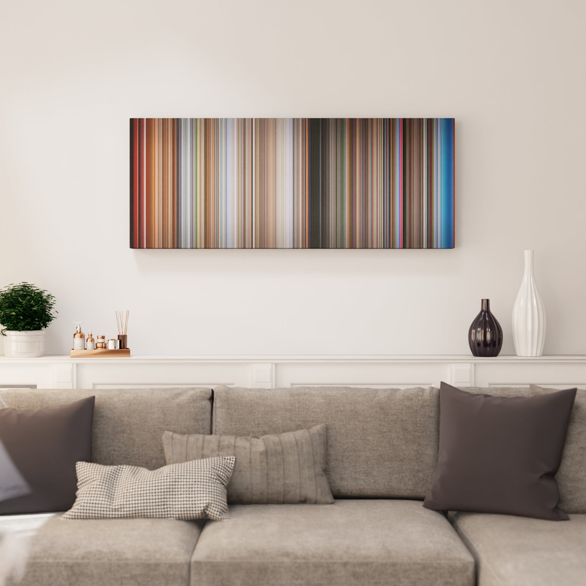 Living room interior with Koyaanisqatsi Frome on the wall