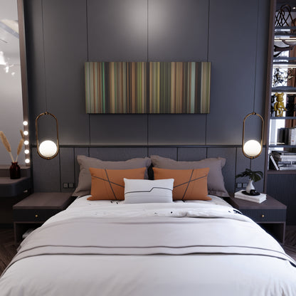 Bedroom interior with The Blind Side Frome on the wall