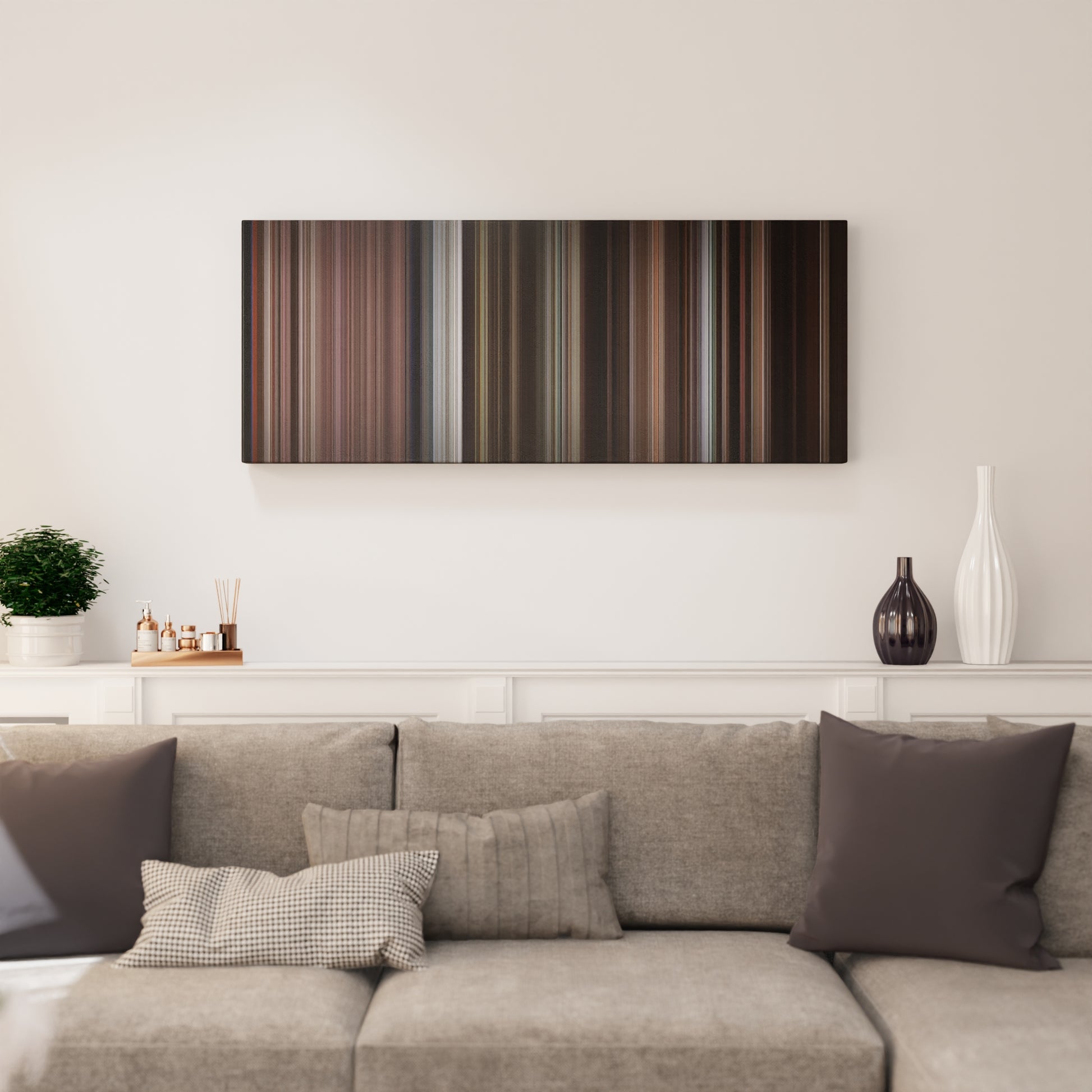 Living room interior with The Deer Hunter Frome on the wall