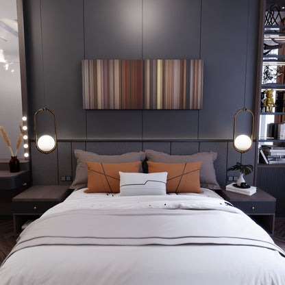 Bedroom interior with Sideways Frome on the wall