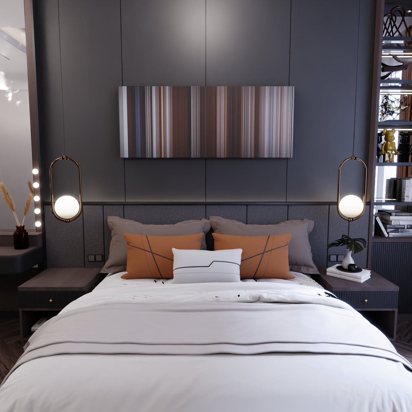 Bedroom interior with Out Cold Frome on the wall