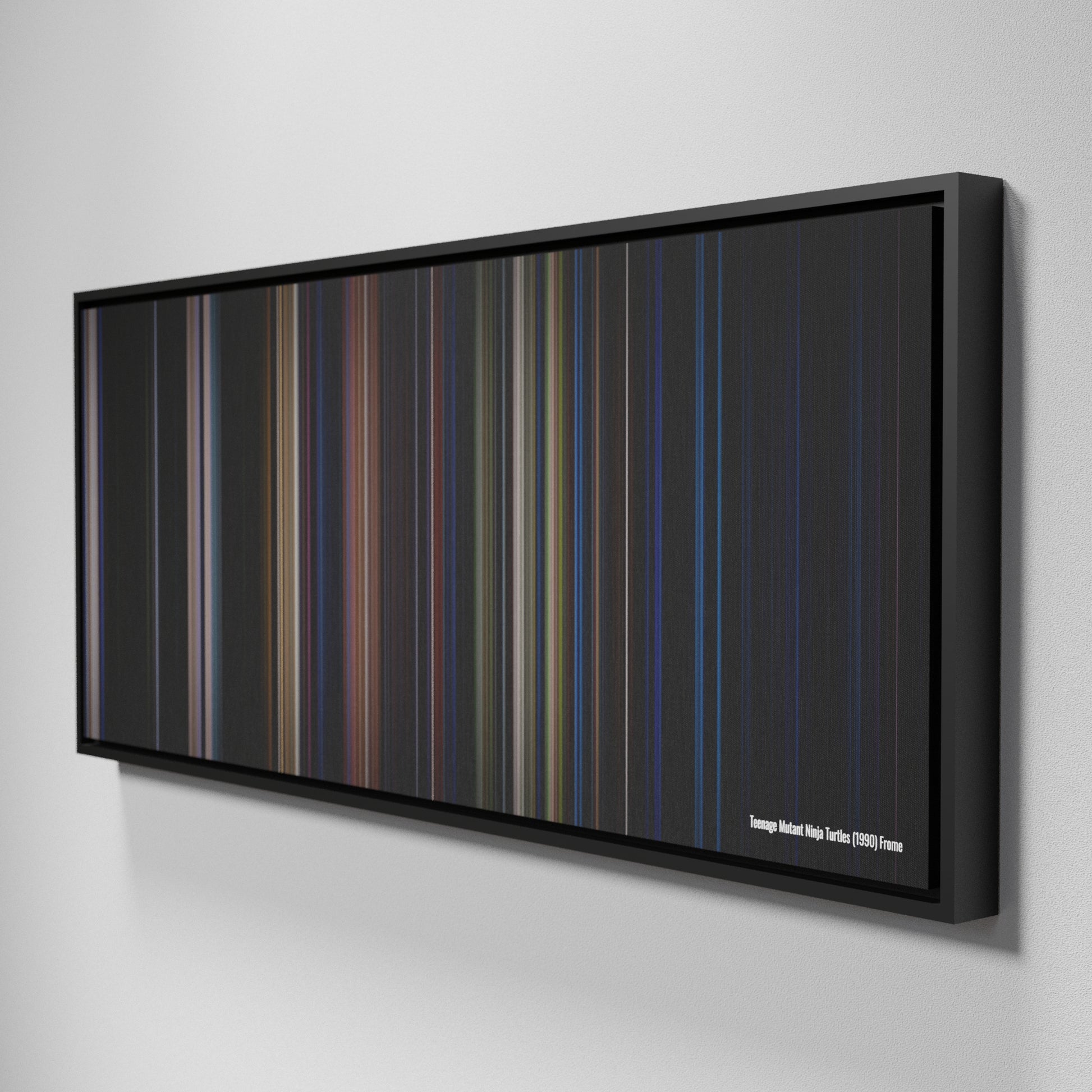 Side view of Framed Buff's of Teenage Mutant Ninja Turtles 1990 Frome on the wall