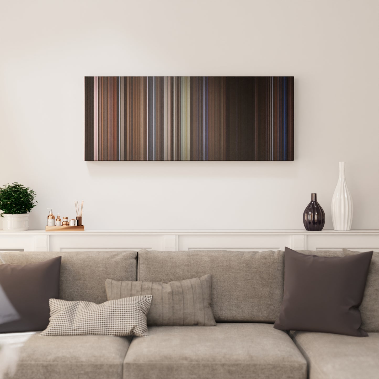 Living room interior with The West Wing: Two Cathedrals Frome on the wall