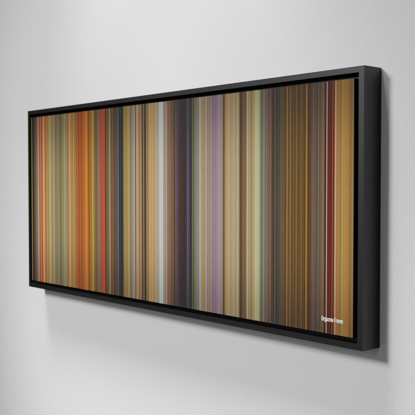 Side view of Framed Buff's of Orgazmo Frome on the wall