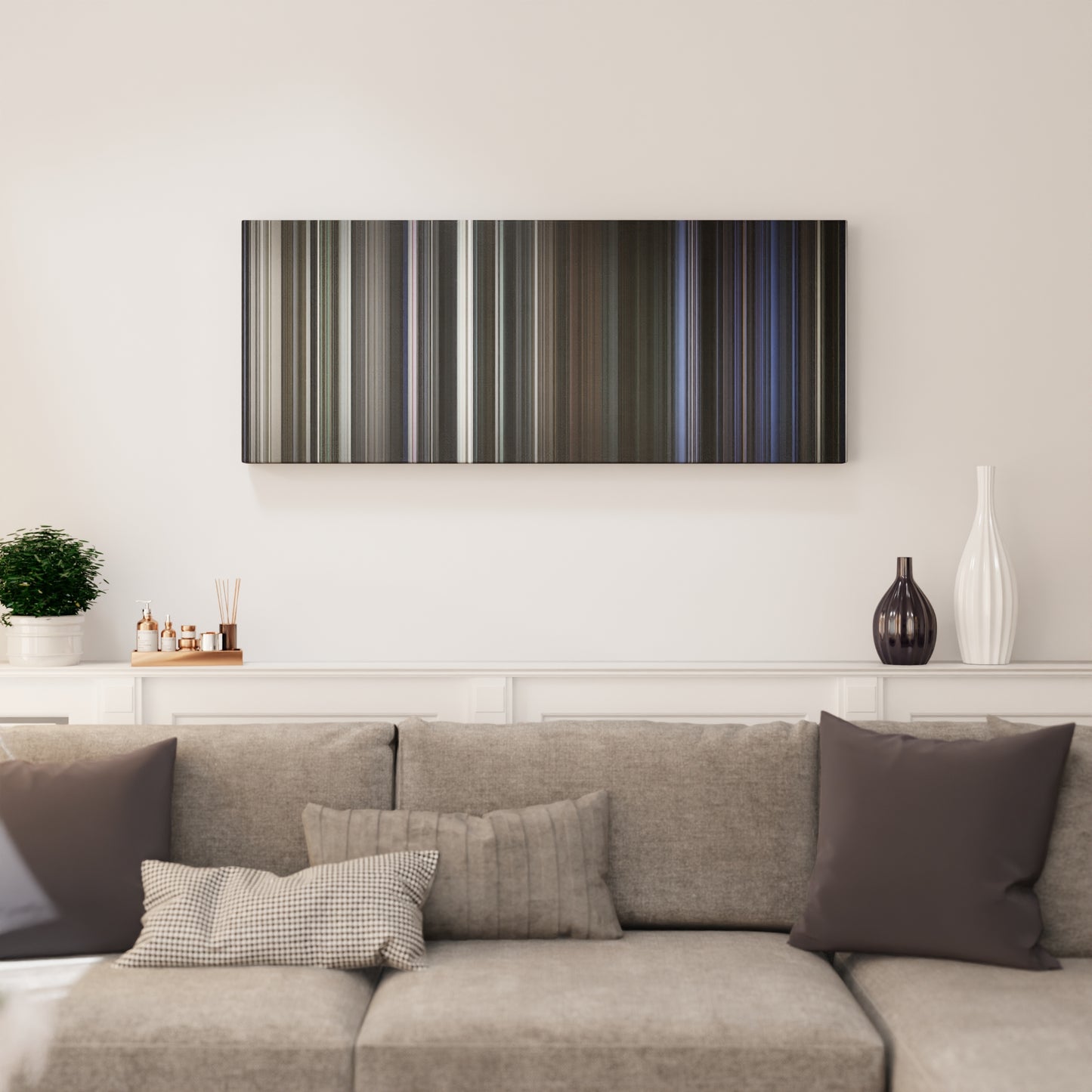 Living room interior with The Last Time I Committed Suicide Frome on the wall