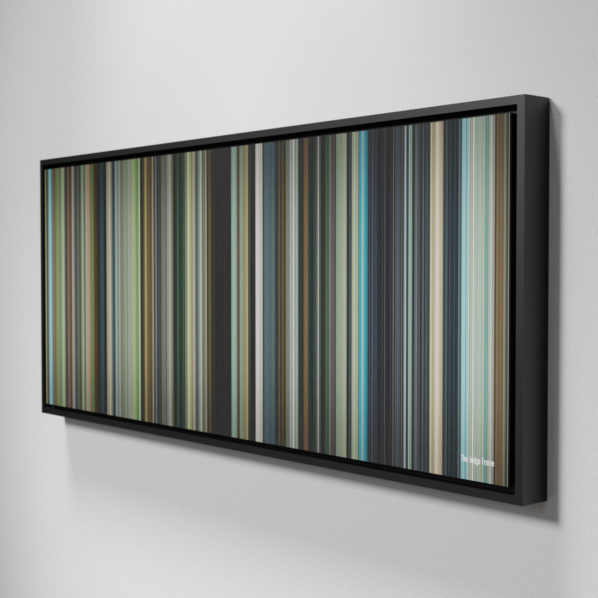 Side view of Framed Buff's of The Judge Frome on the wall