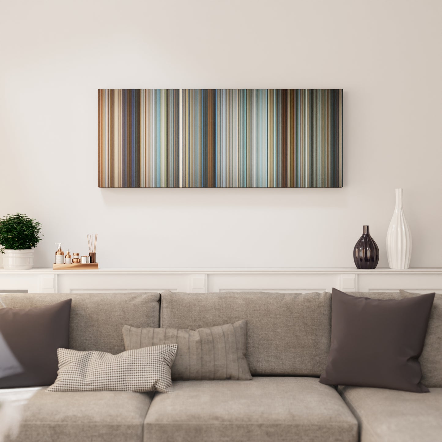 Living room interior with Pearl Harbor Frome on the wall