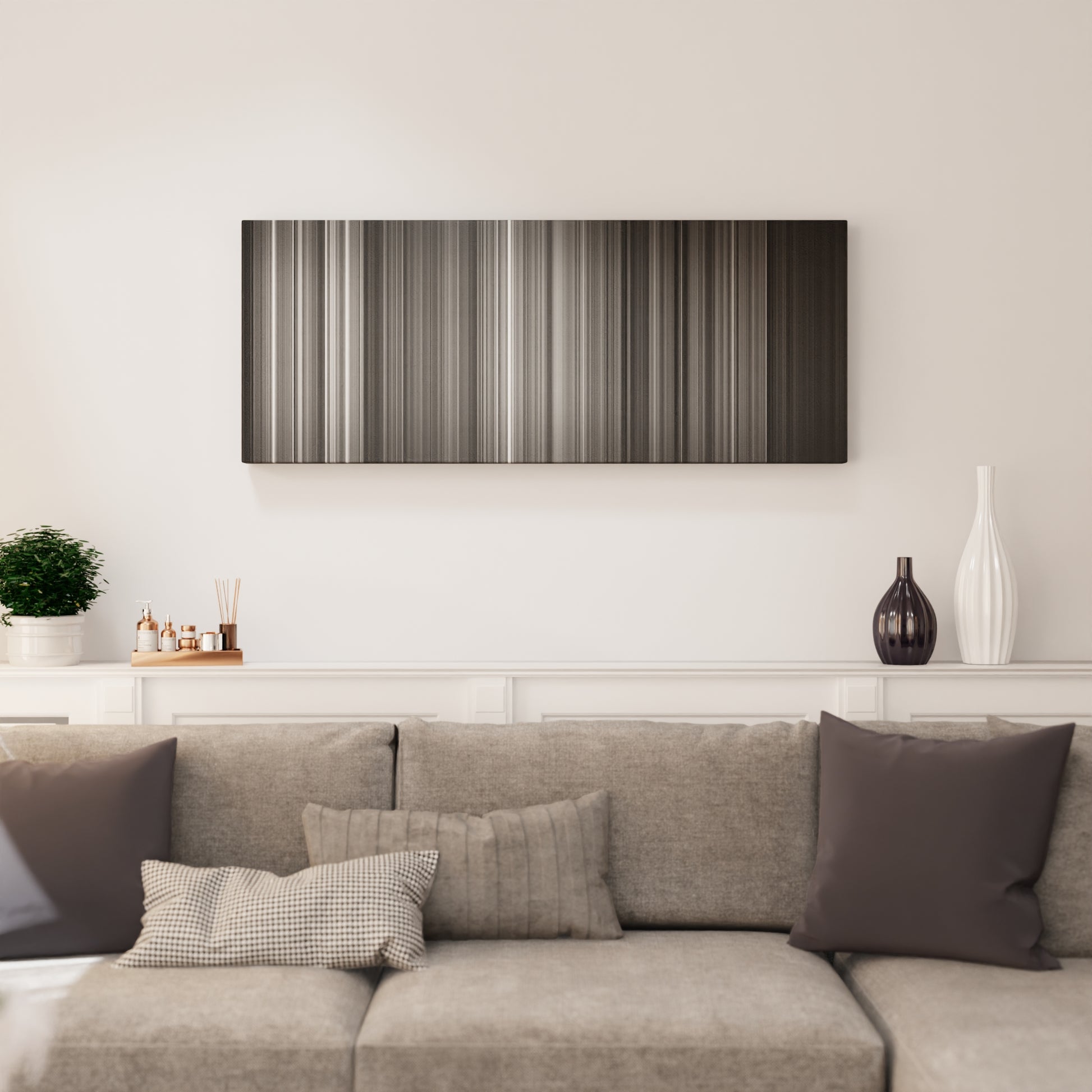 Living room interior with M (1931) Frome on the wall