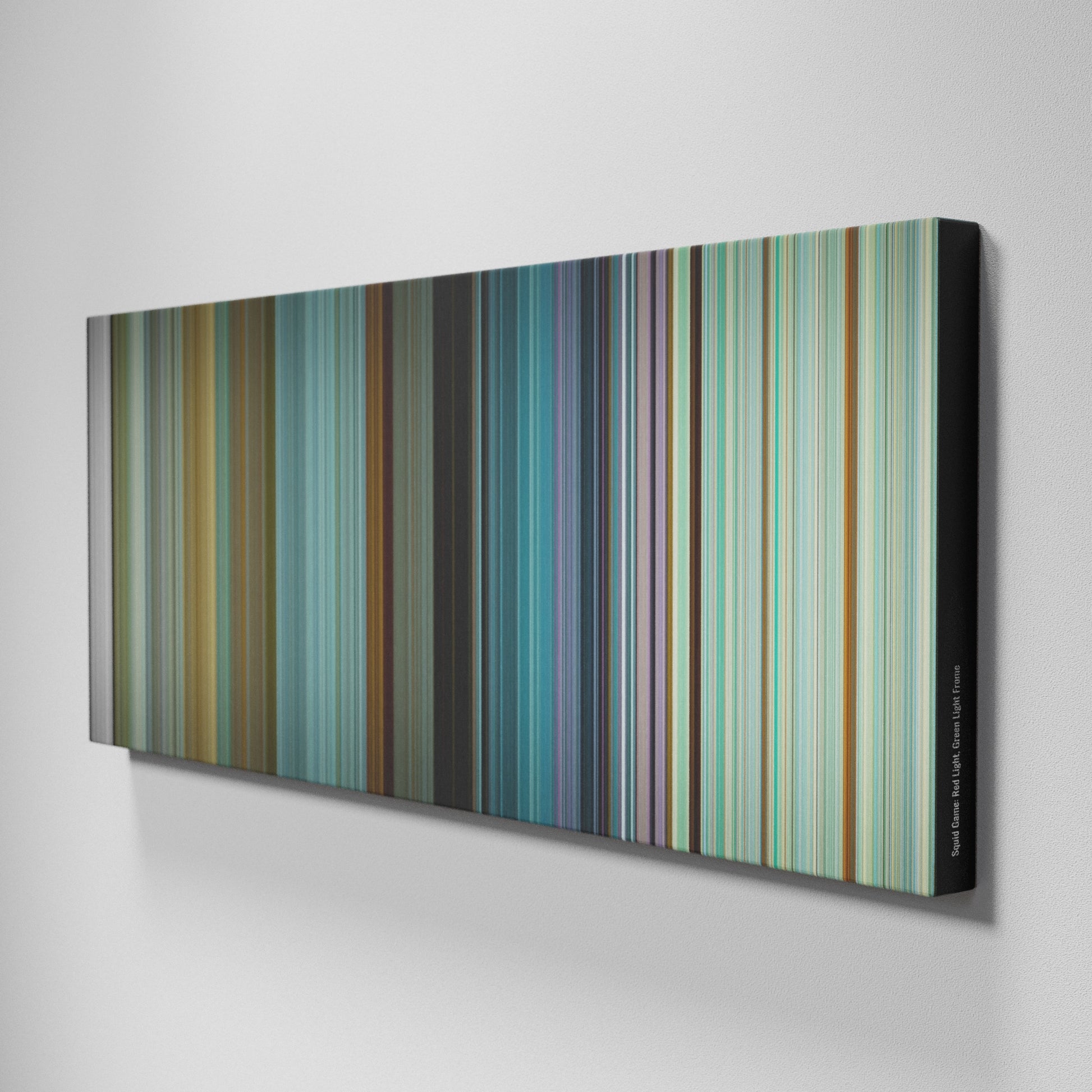 Side view of Buff's of Squid Game: Red Light, Green Light on the wall