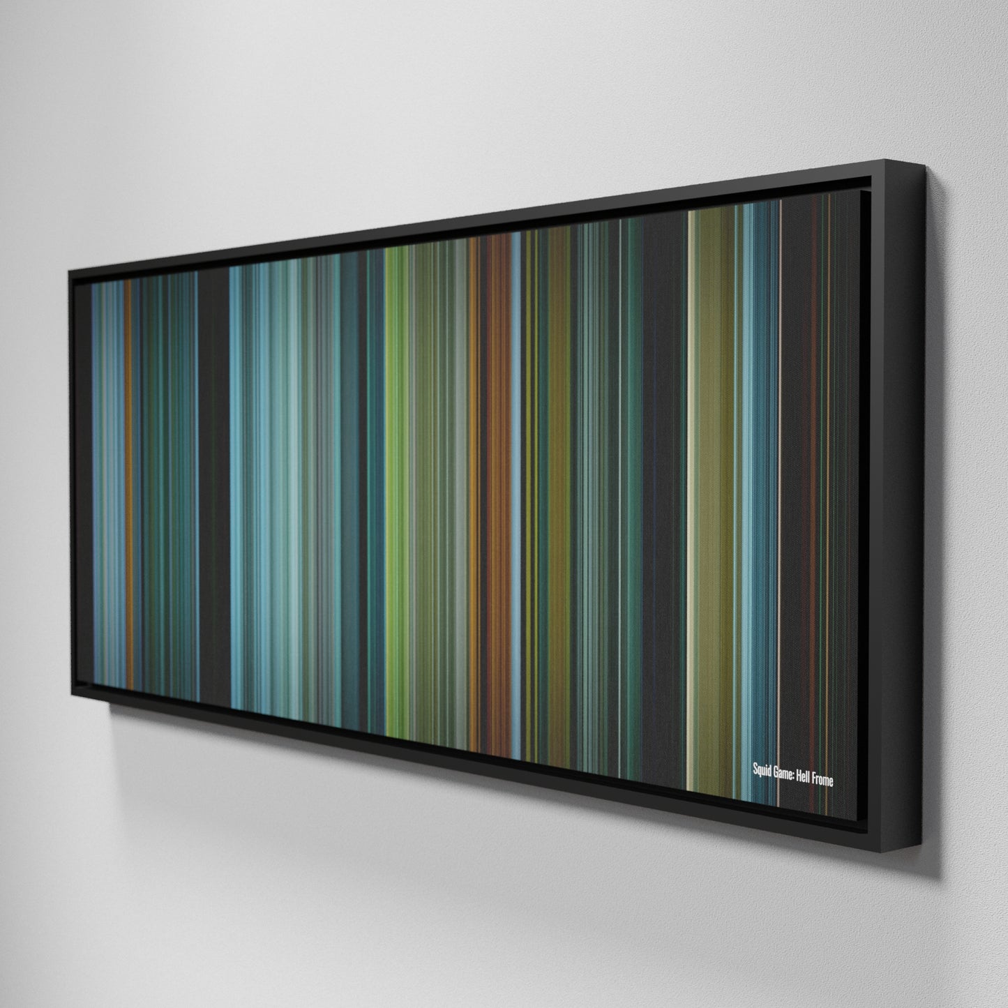 Side view of Framed Buff's of Squid Game: Hell Frome on the wall