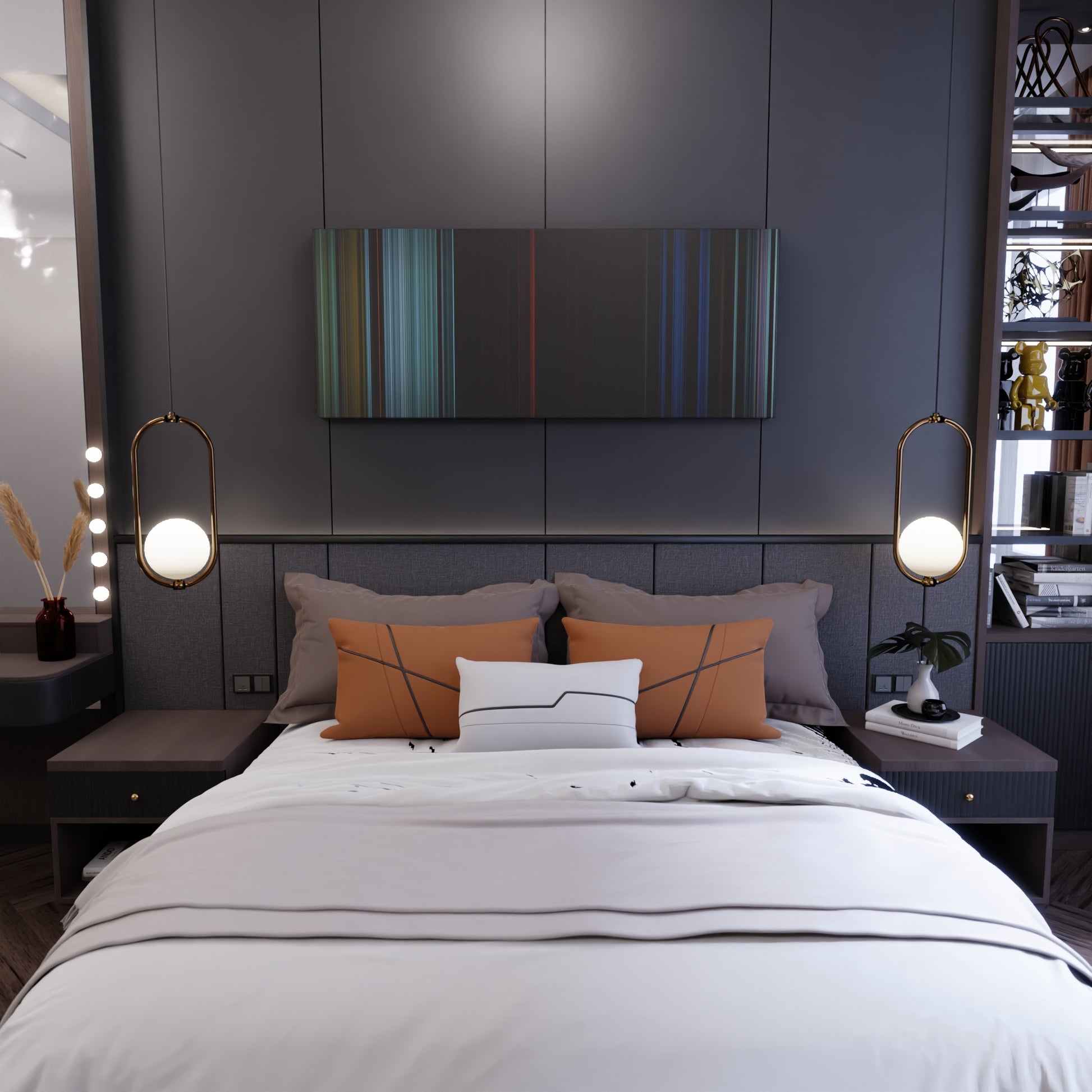 Bedroom interior with Squid Game: A Fair World Frome on the wall