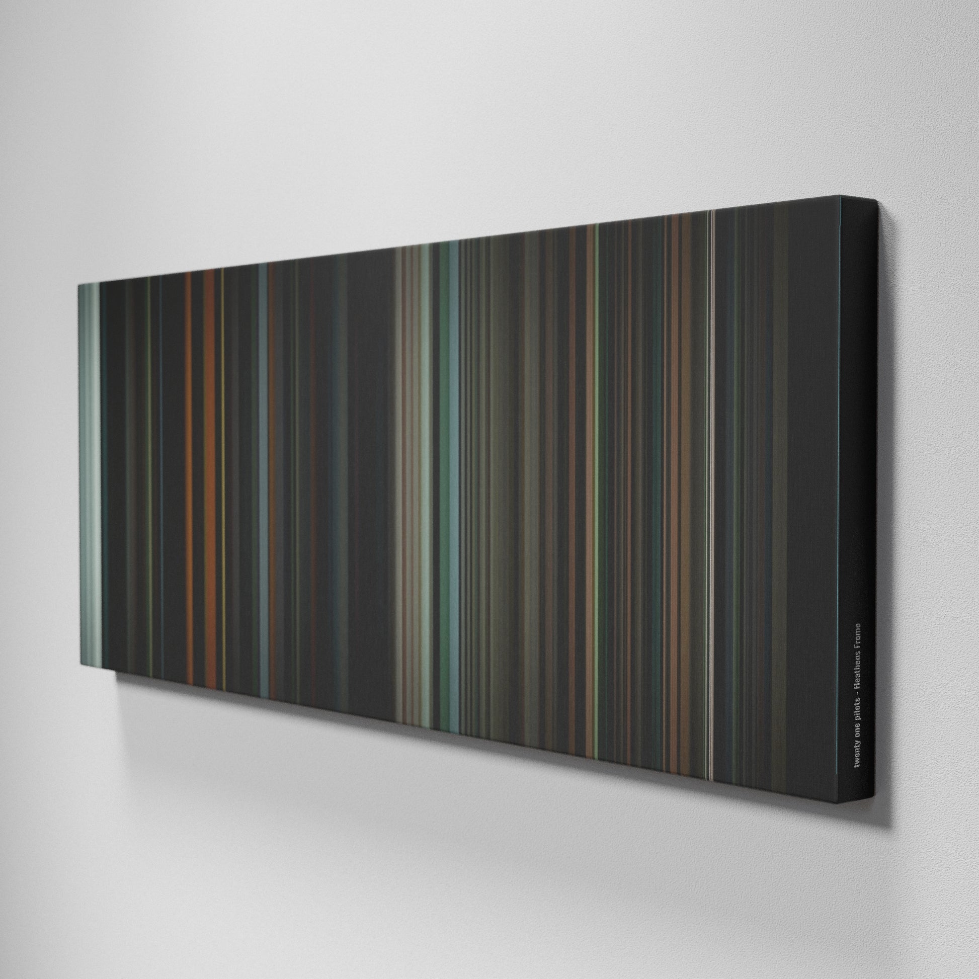 Side view of Buff's of twenty one pilots - Heathens Frome on the wall