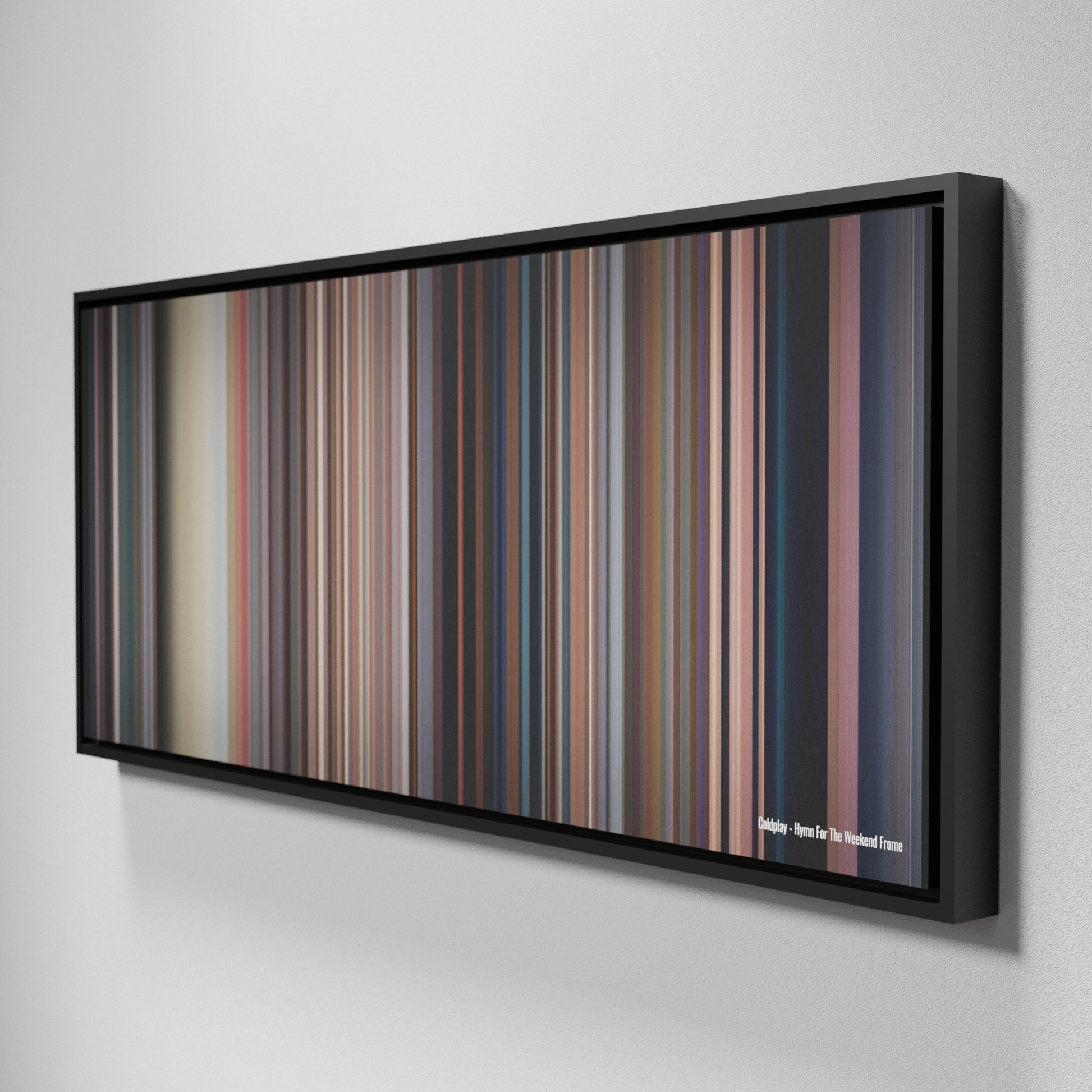 Side view of Framed Buff's of Coldplay - Hymn For The Weekend Frome on the wall