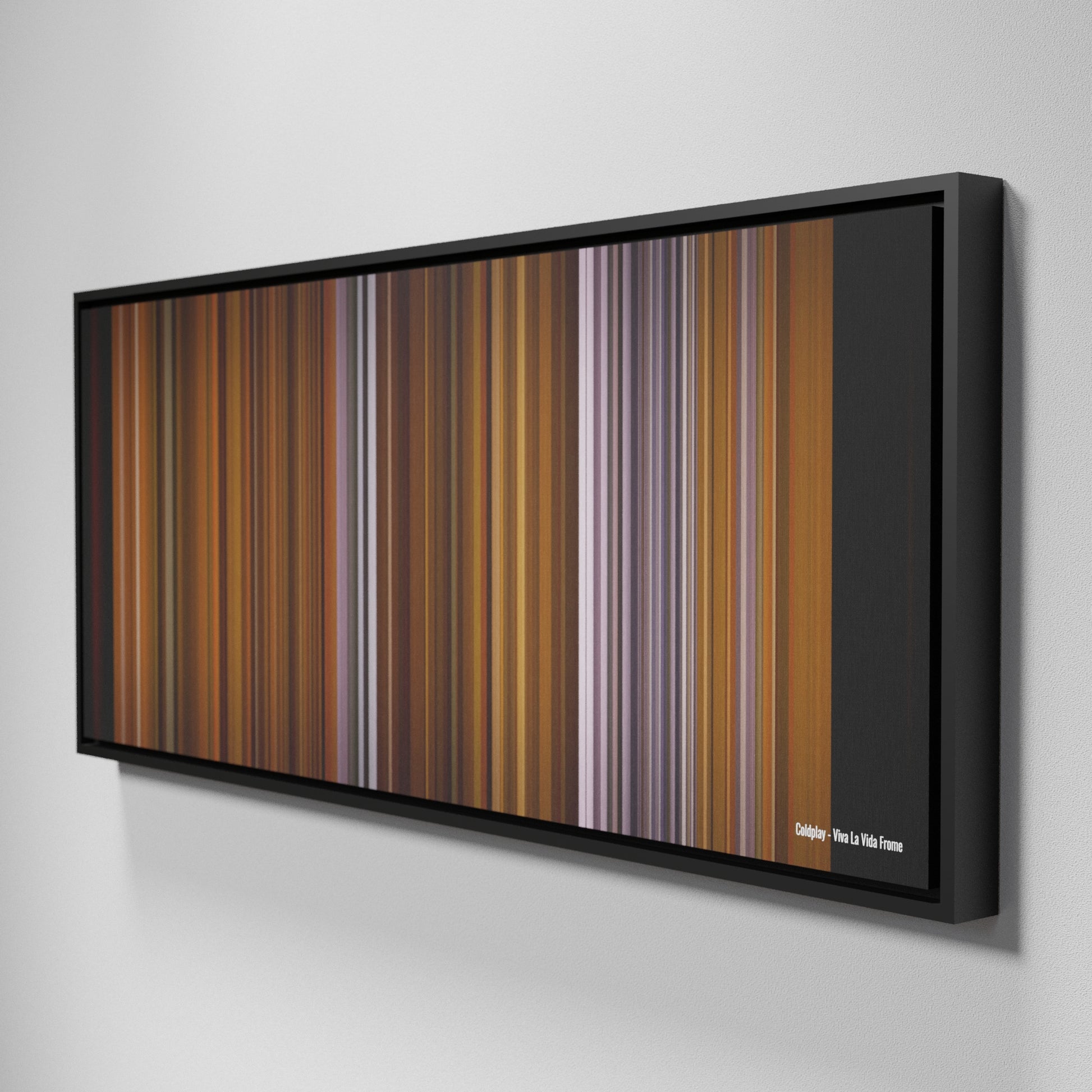 Side view of Framed Buff's of Coldplay - Viva La Vida Frome on the wall